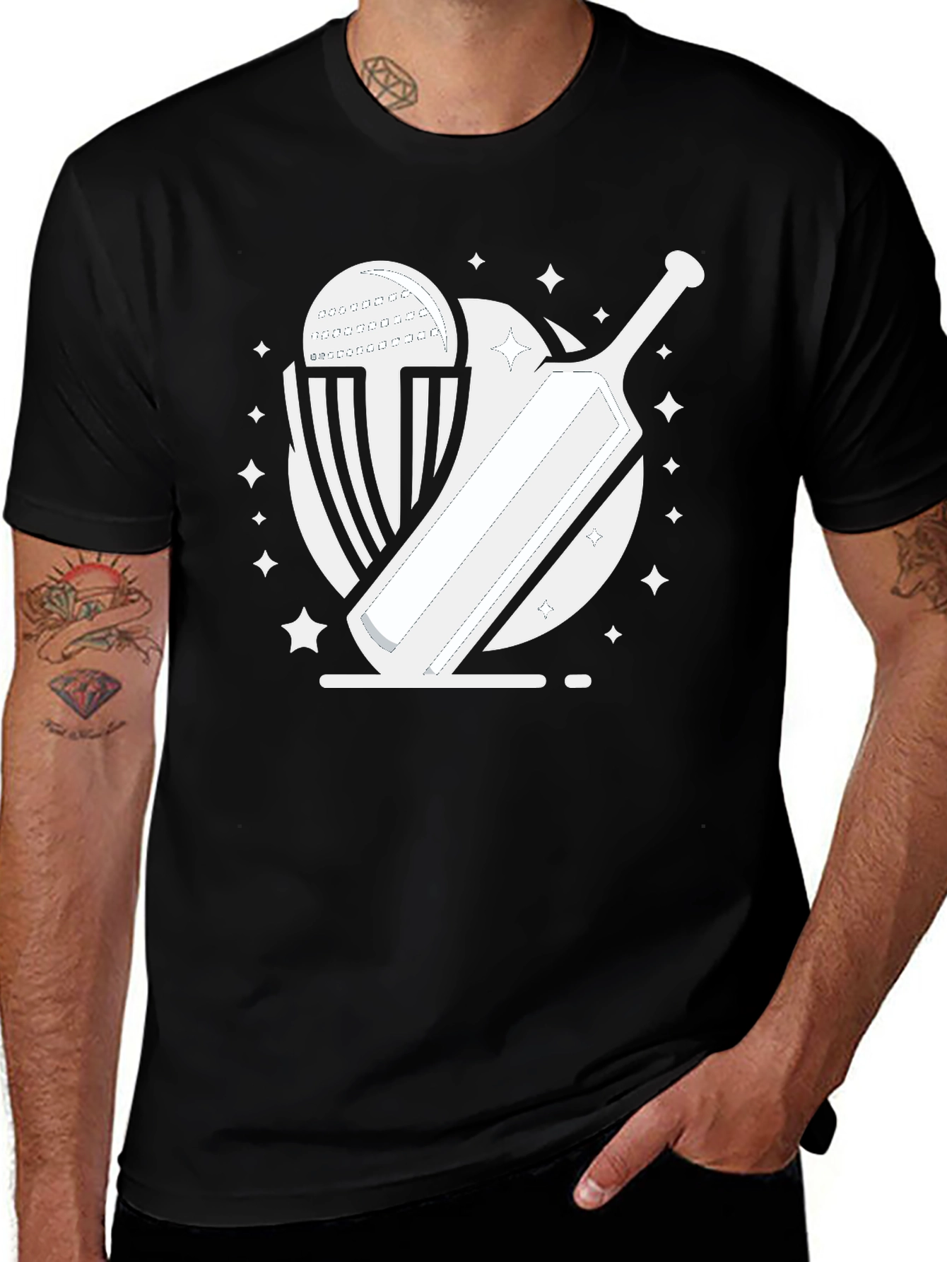 Cricket Bat & Ball Graphic Tee