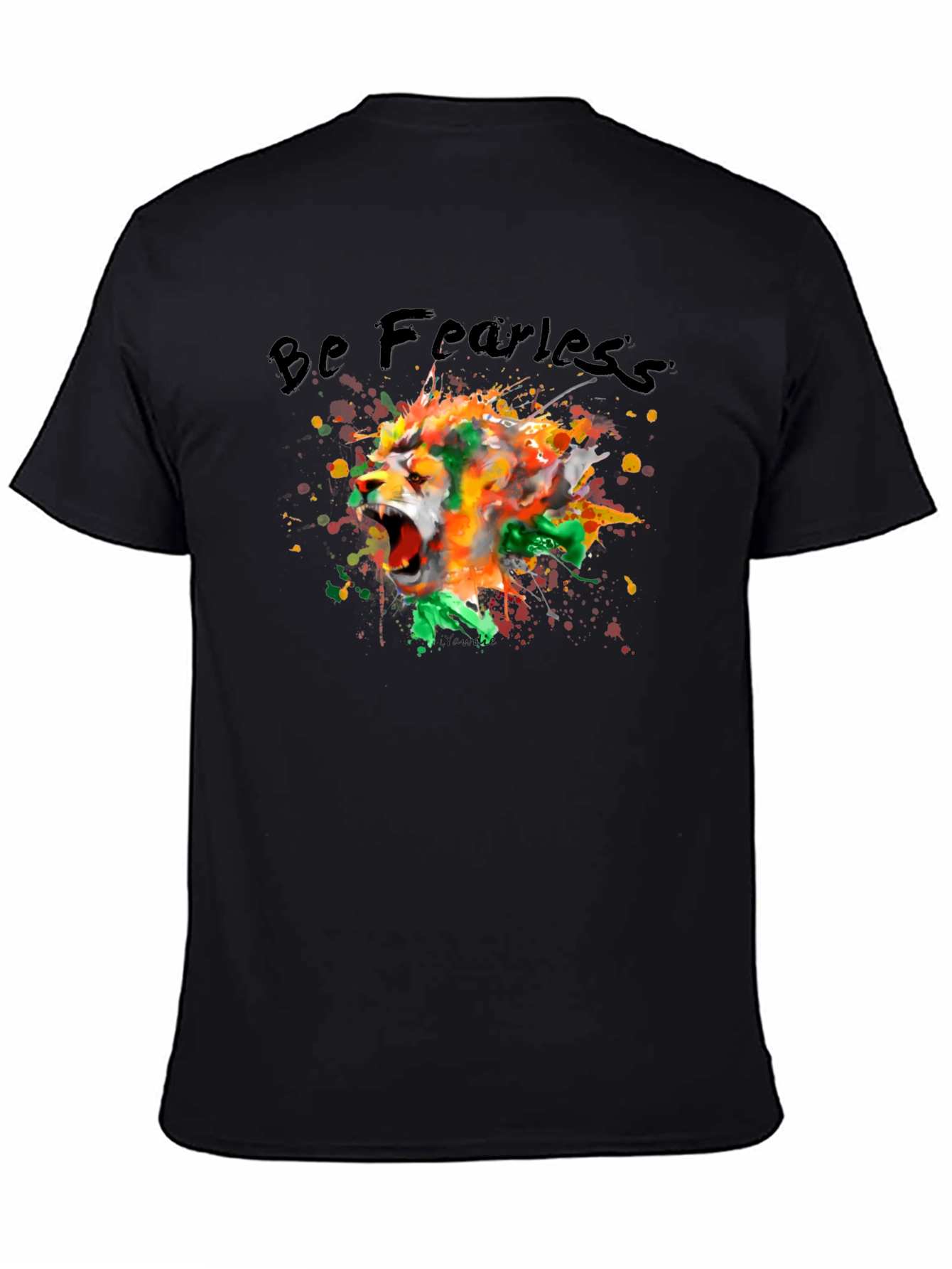 Be Fearless Lion Graphic Black T-Shirt