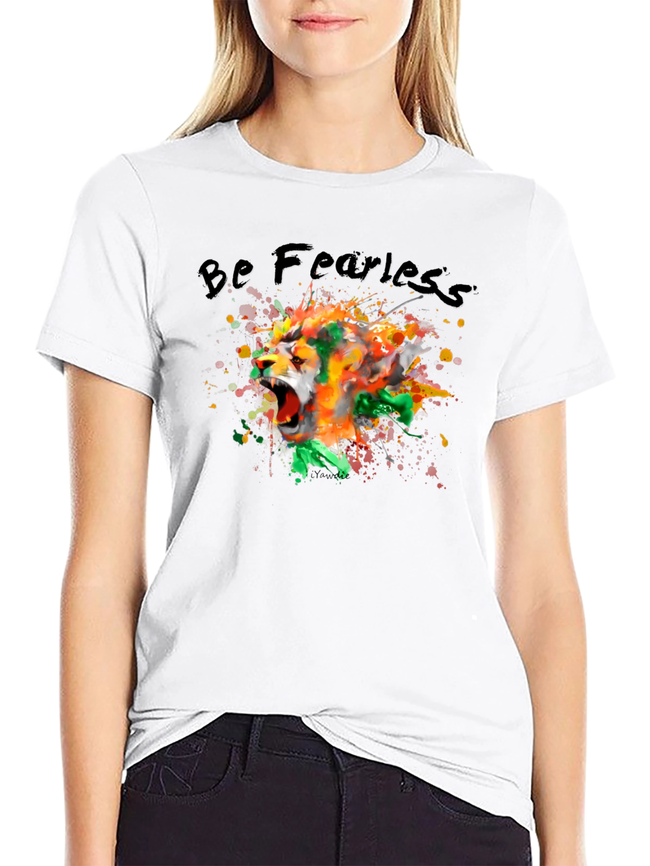 Be Fearless Lion Graphic Black T-Shirt