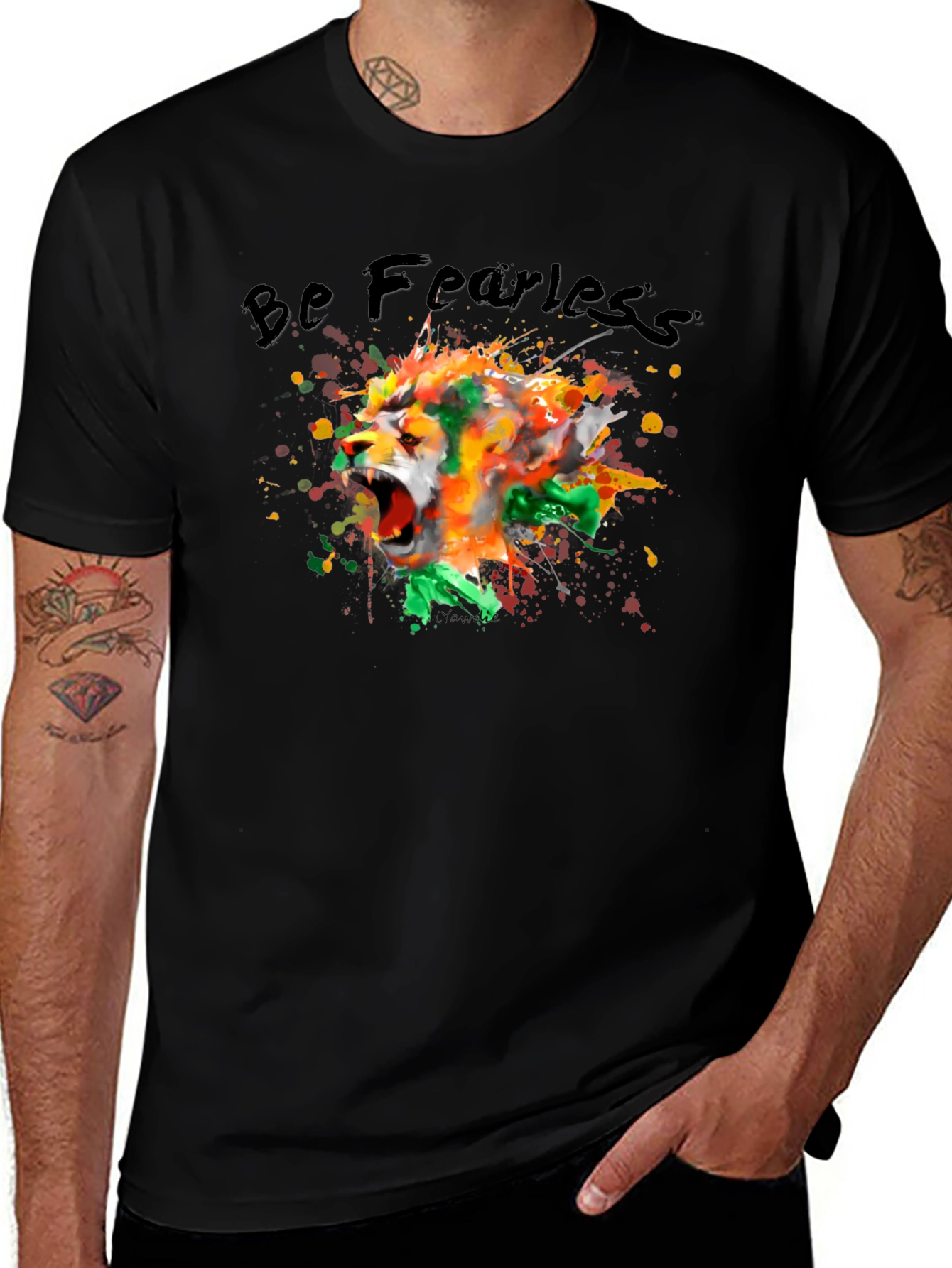 Be Fearless Lion Graphic Black T-Shirt
