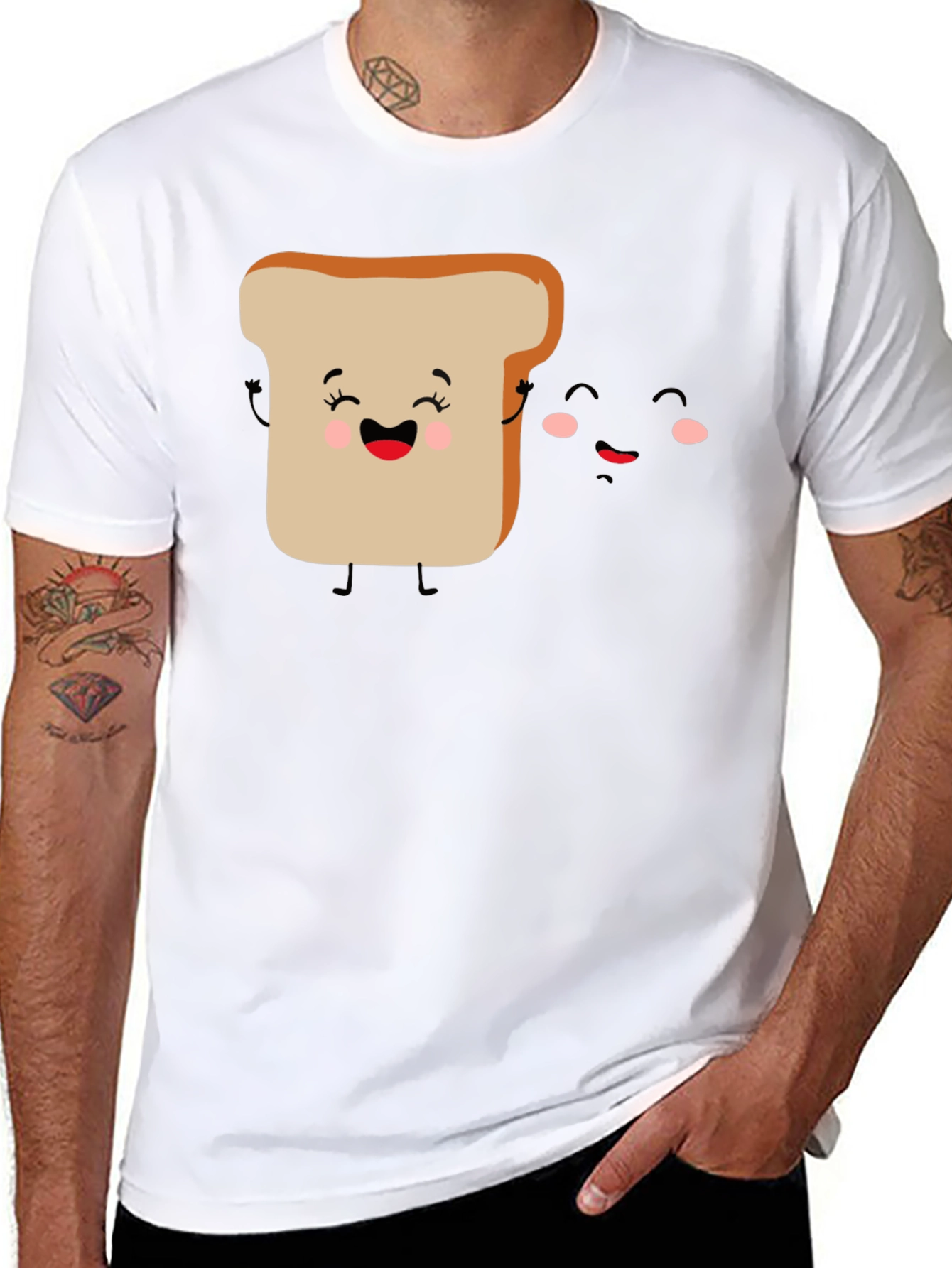 Cute Toast & Jam Cartoon Graphic T-Shirt