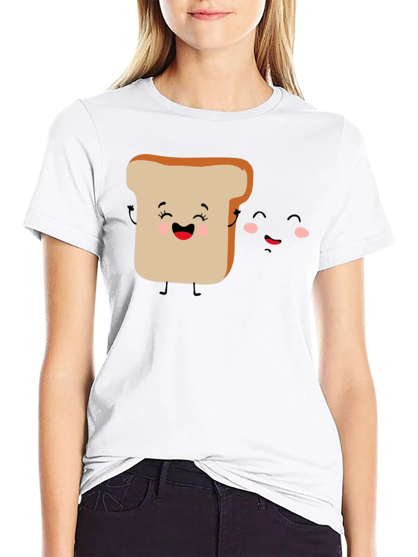 Cute Toast & Jam Cartoon Graphic T-Shirt