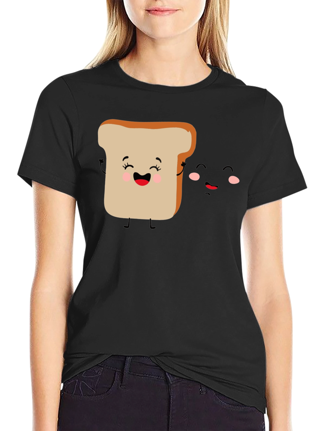 Cute Toast & Jam Cartoon Graphic T-Shirt
