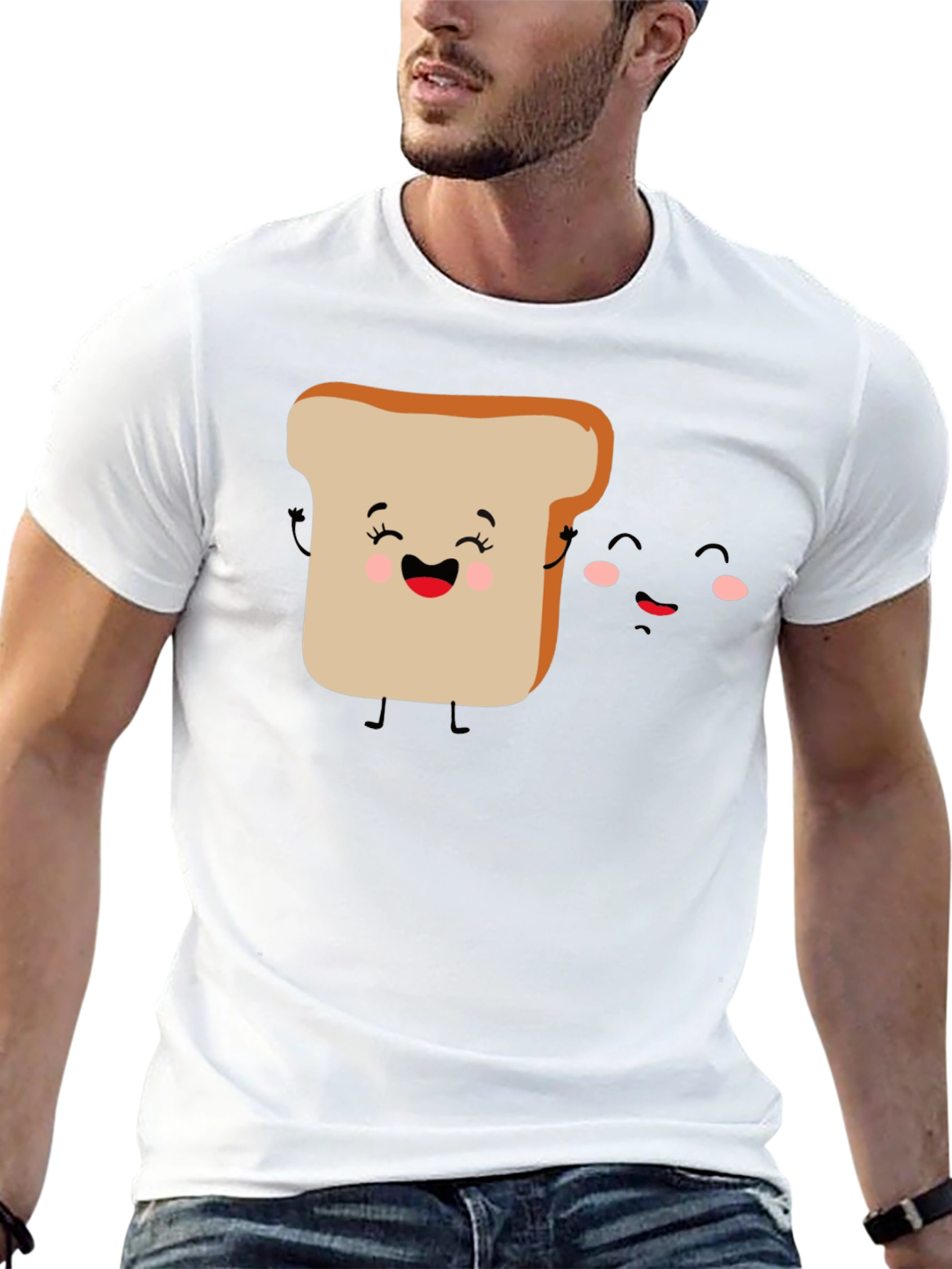 Cute Toast & Jam Cartoon Graphic T-Shirt