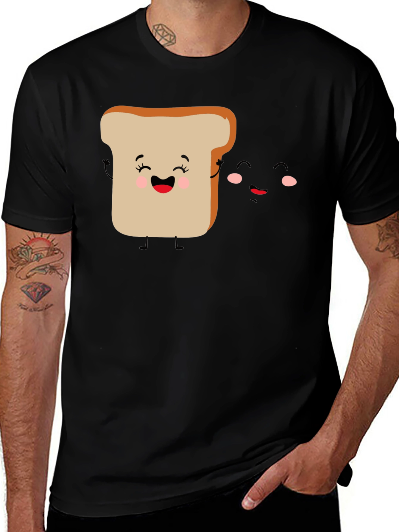 Cute Toast & Jam Cartoon Graphic T-Shirt