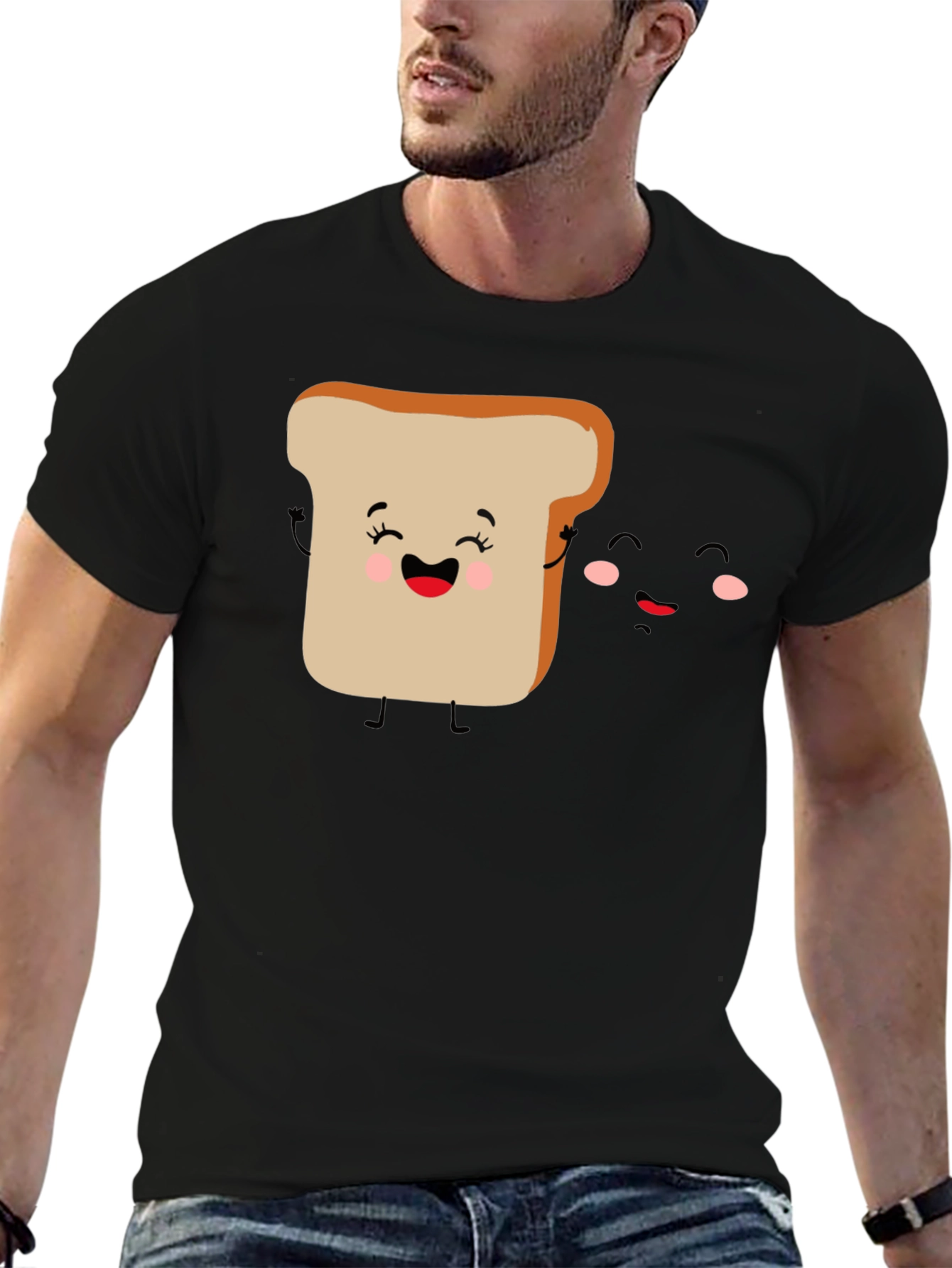 Cute Toast & Jam Cartoon Graphic T-Shirt