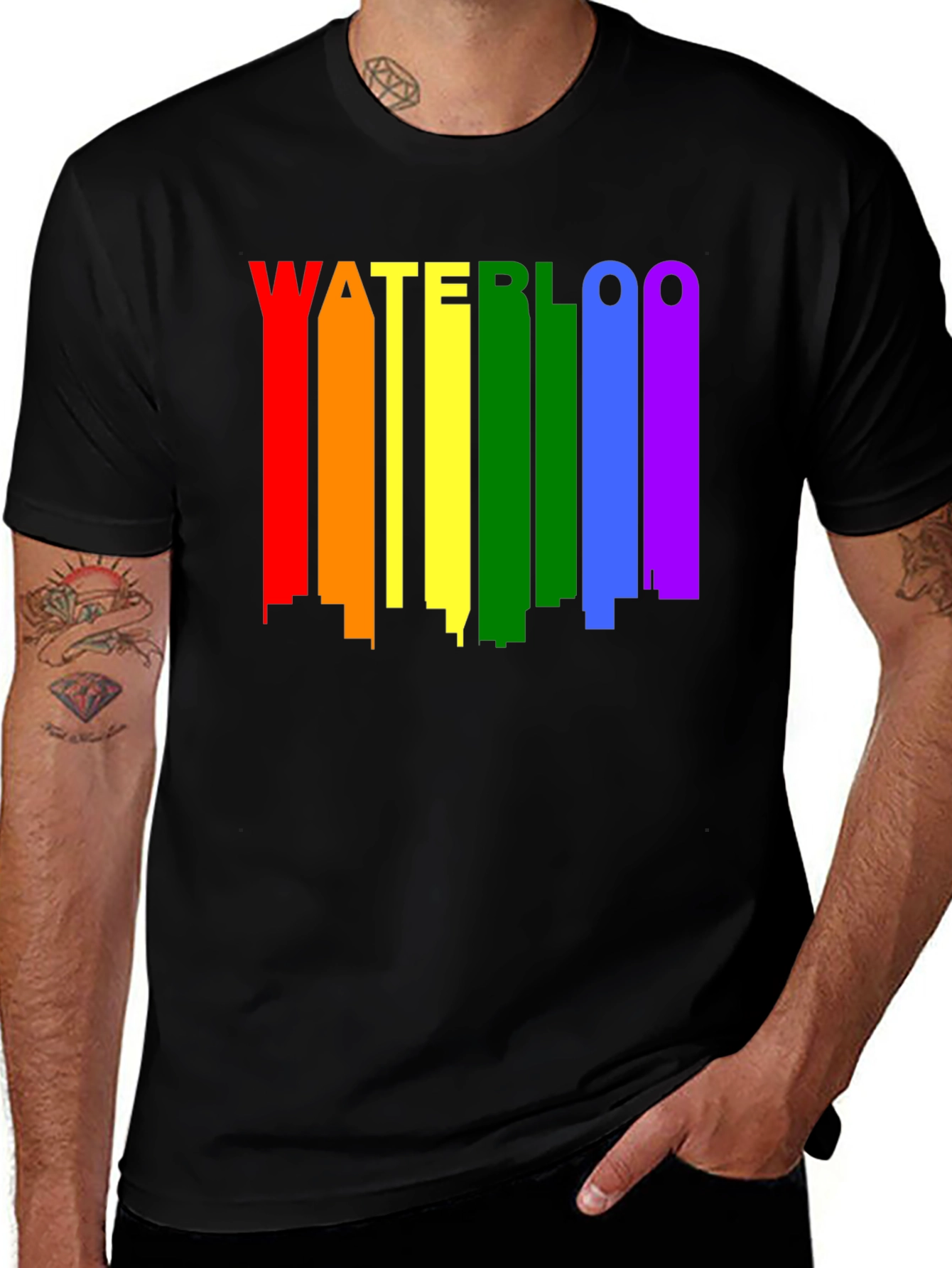 Waterloo Pride T-Shirt - Rainbow Skyline Design