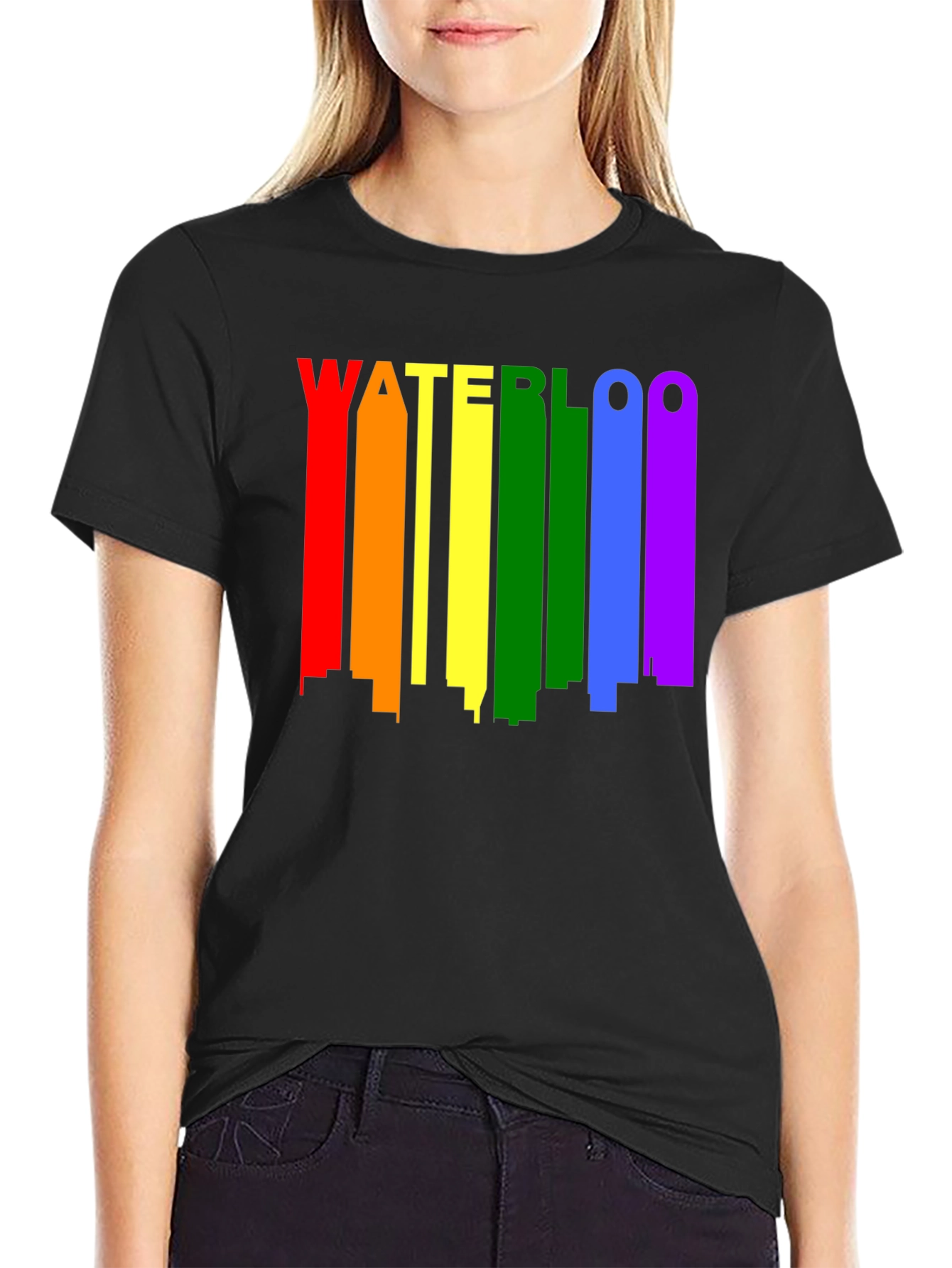 Waterloo Pride T-Shirt - Rainbow Skyline Design