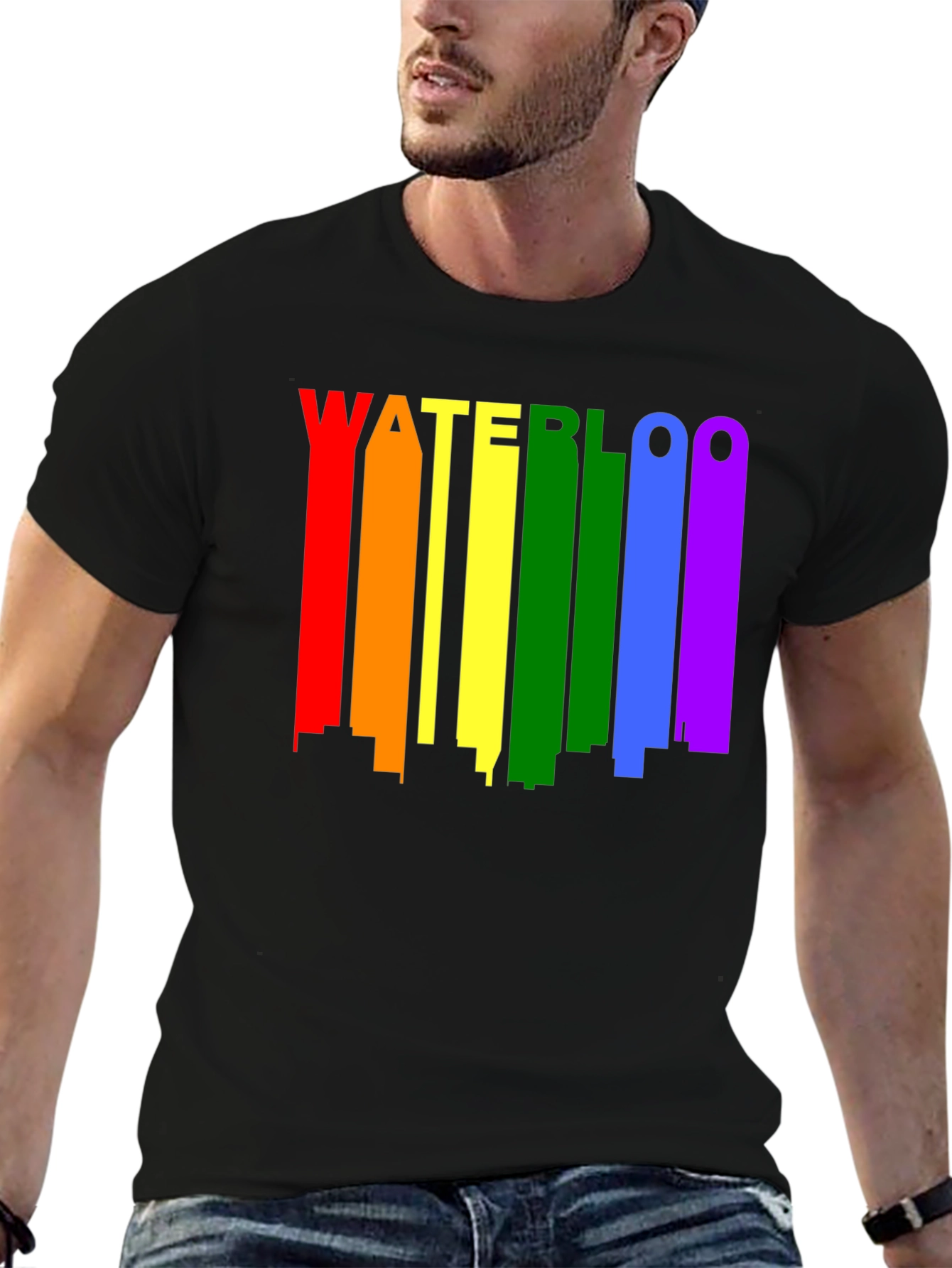 Waterloo Pride T-Shirt - Rainbow Skyline Design