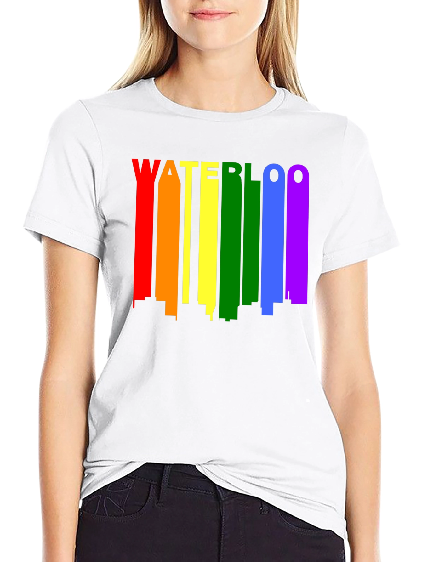 Waterloo Pride T-Shirt - Rainbow Skyline Design