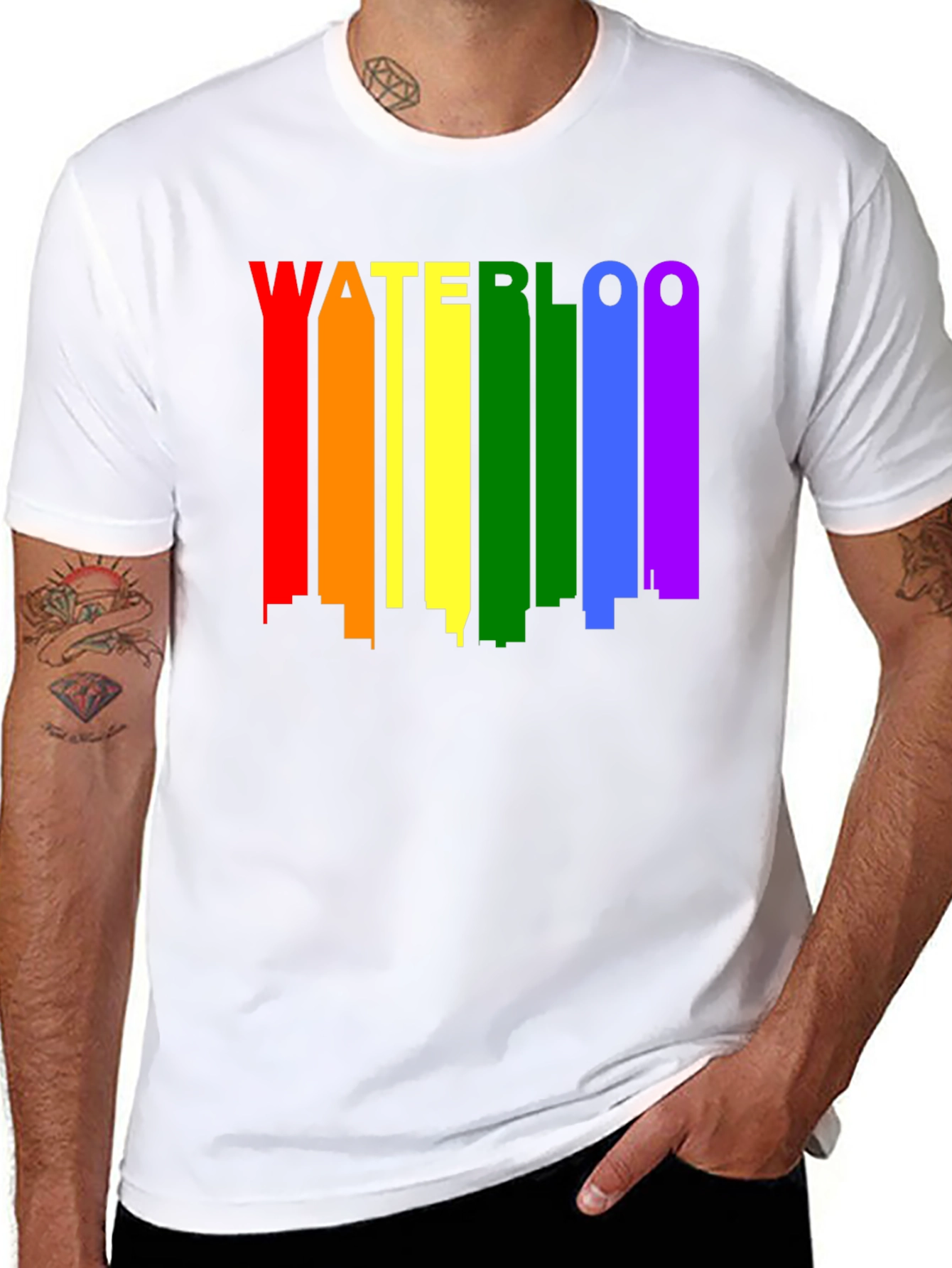 Waterloo Pride T-Shirt - Rainbow Skyline Design