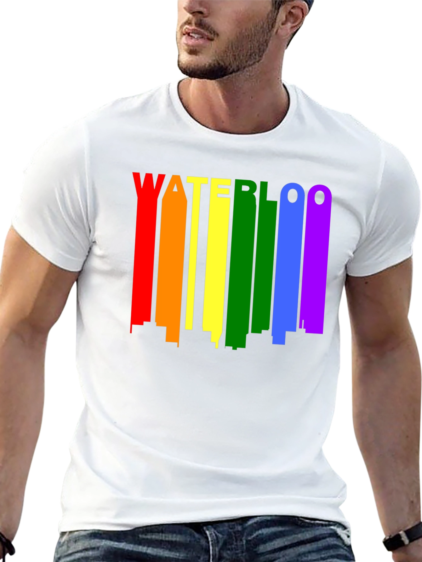 Waterloo Pride T-Shirt - Rainbow Skyline Design