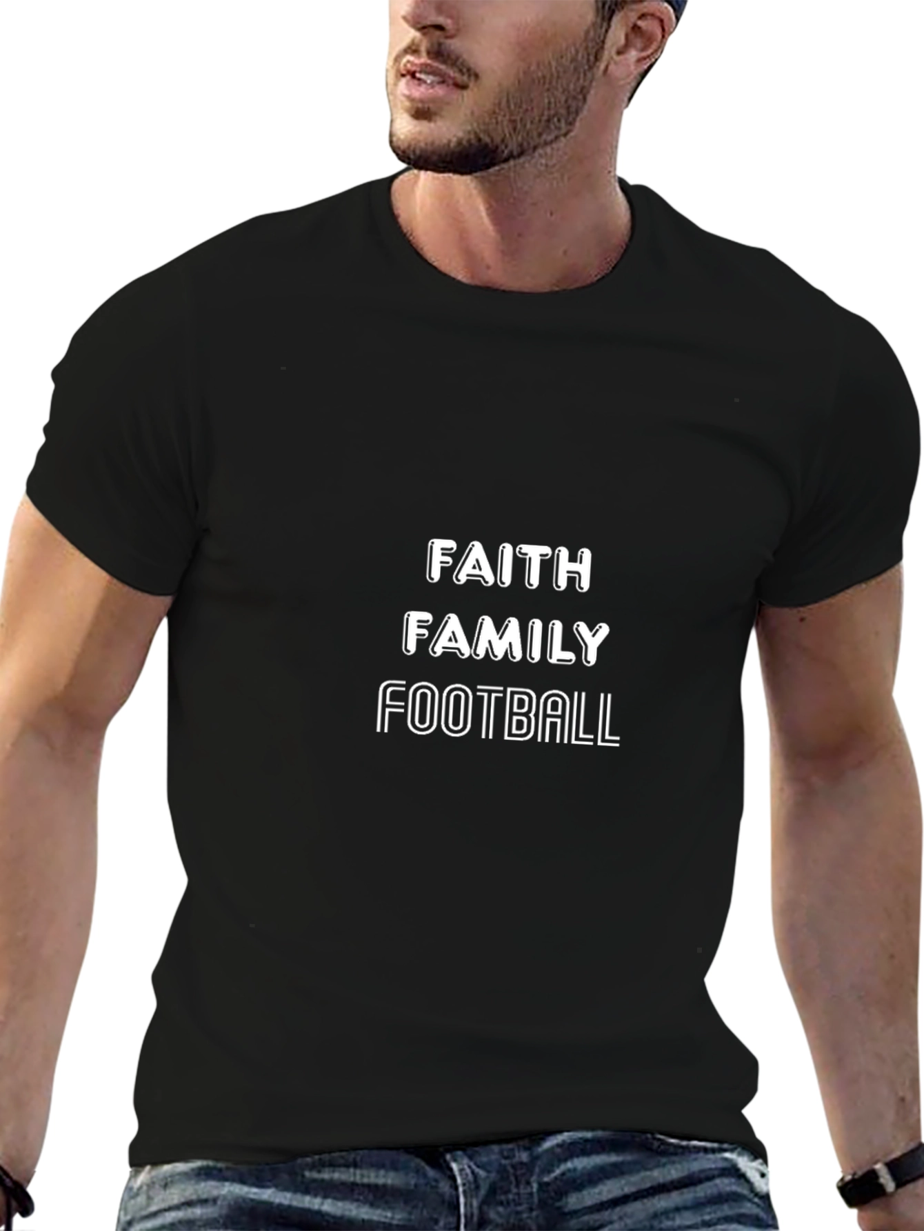 Faith Family Football T-Shirt - Black