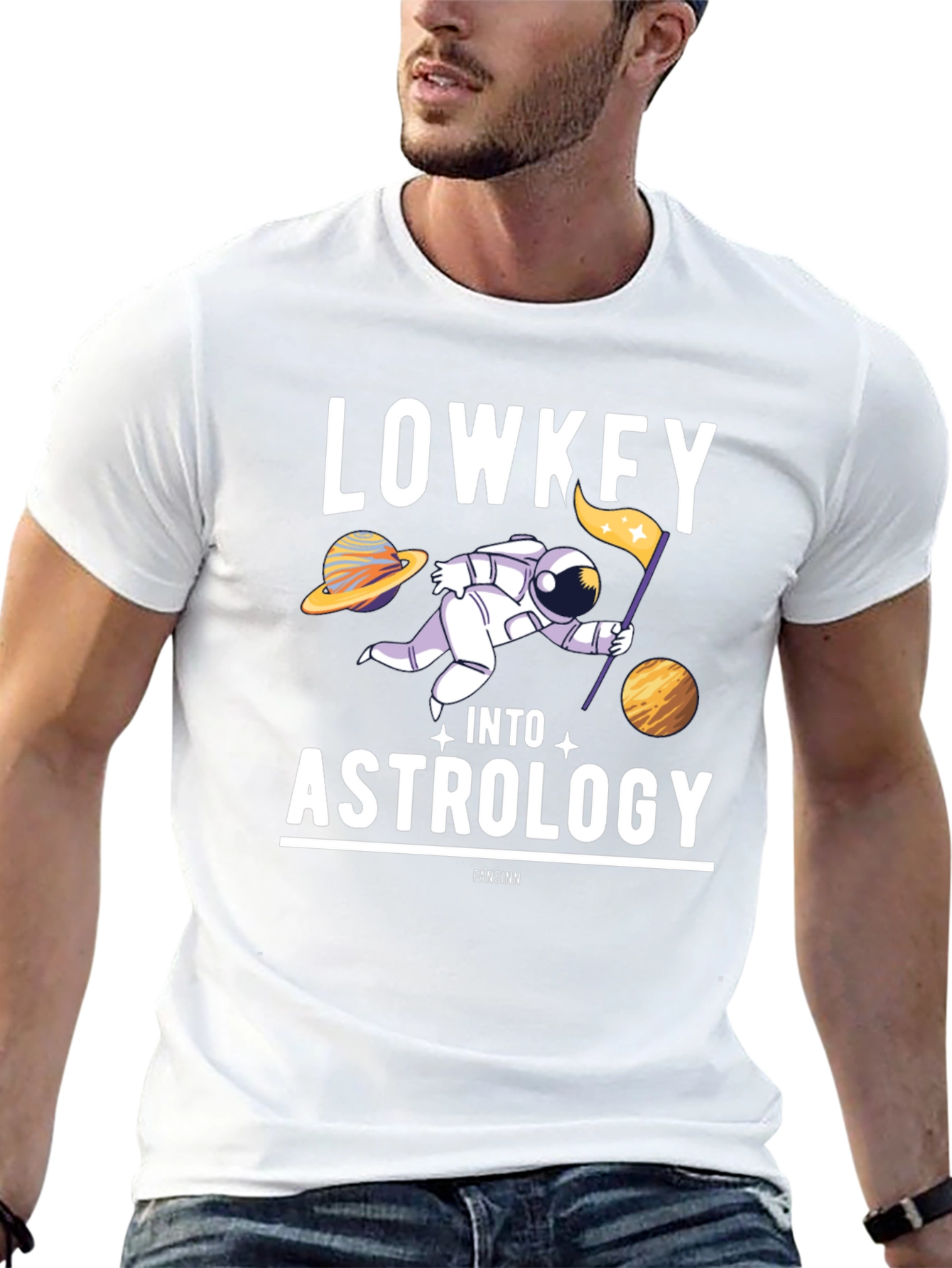 Lowkey Into Astrology T-Shirt: Space & Stars