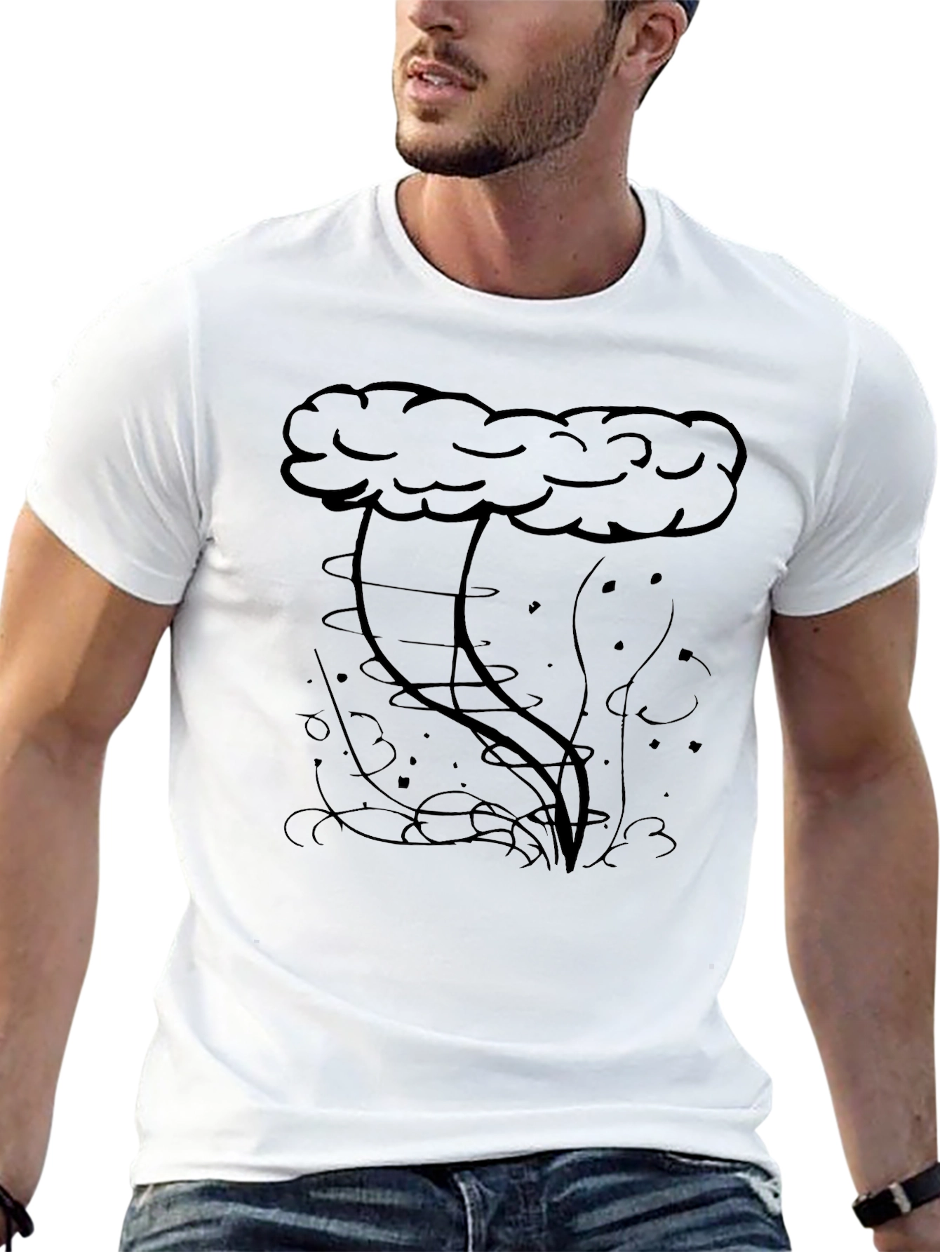Storm Cloud Graphic Tee - Black Cotton Blend