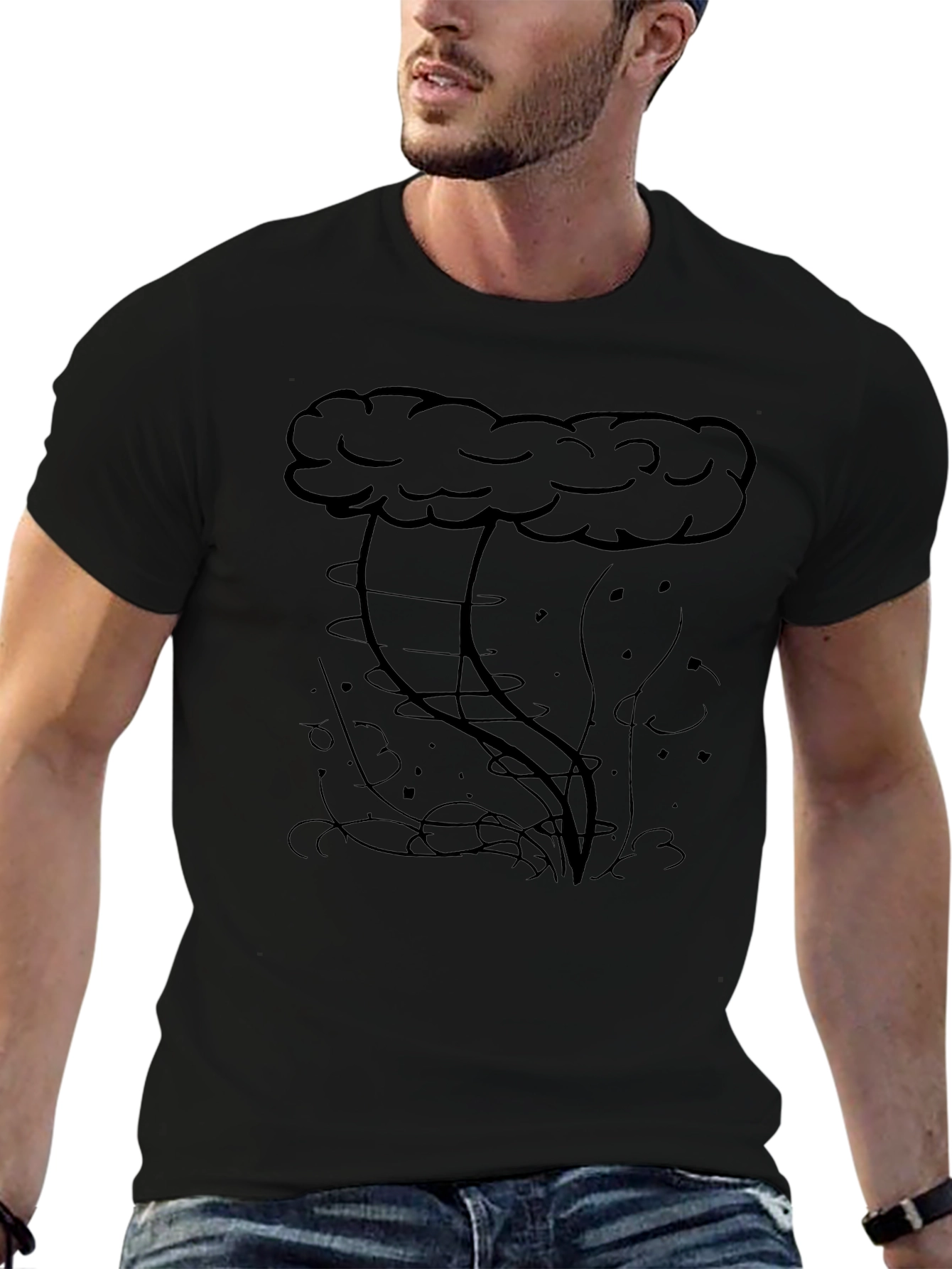 Storm Cloud Graphic Tee - Black Cotton Blend