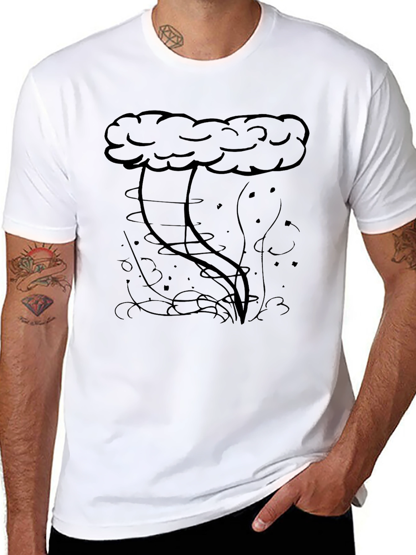 Storm Cloud Graphic Tee - Black Cotton Blend