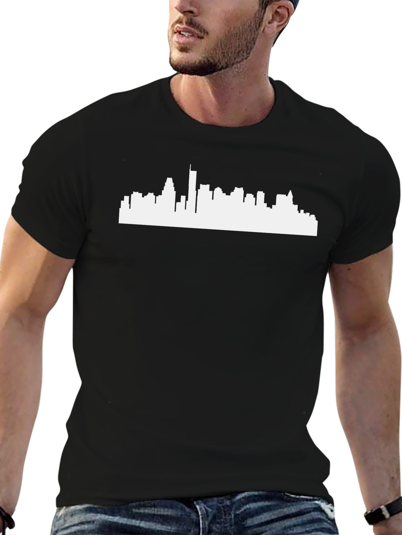 City Skyline Graphic Tee - Classic Black Crew Neck