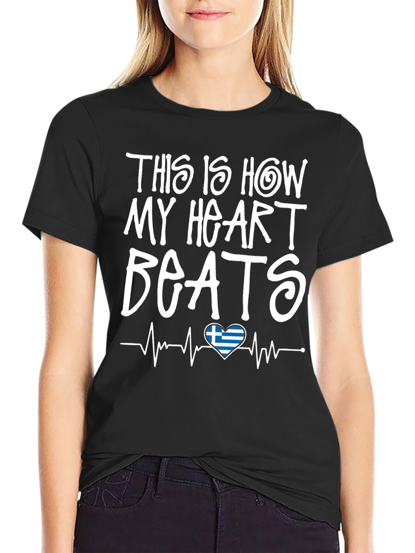 Greek Heartbeat T-Shirt - Show Your Love