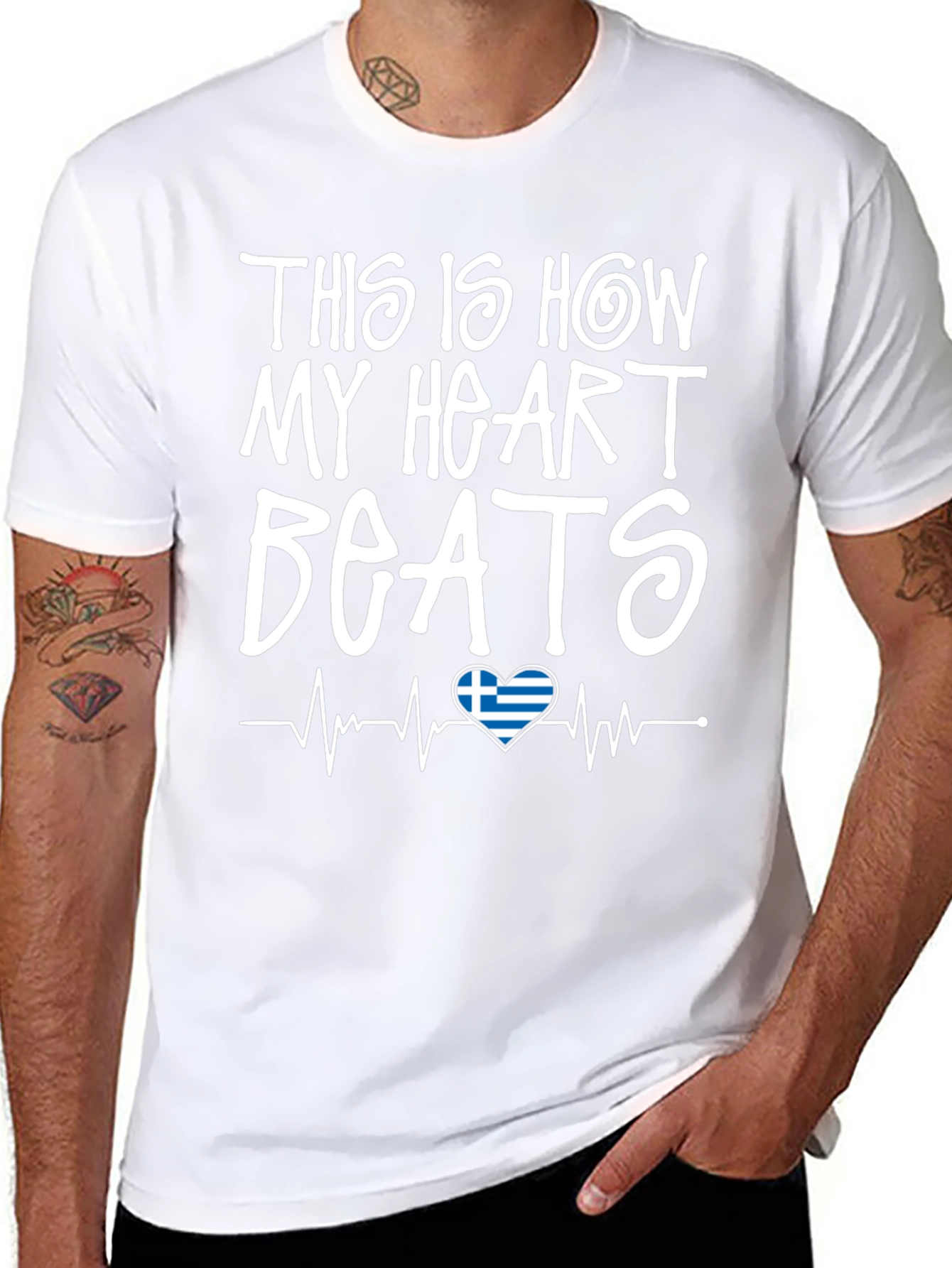 Greek Heartbeat T-Shirt - Show Your Love