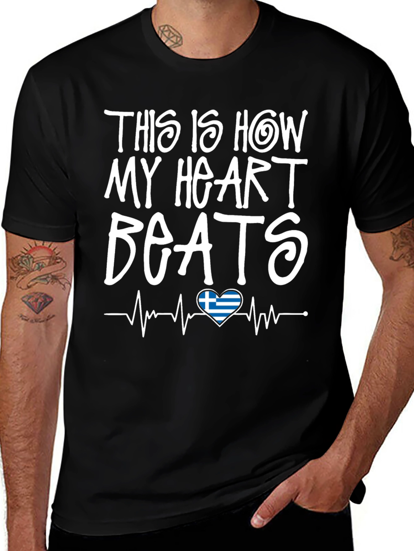 Greek Heartbeat T-Shirt - Show Your Love