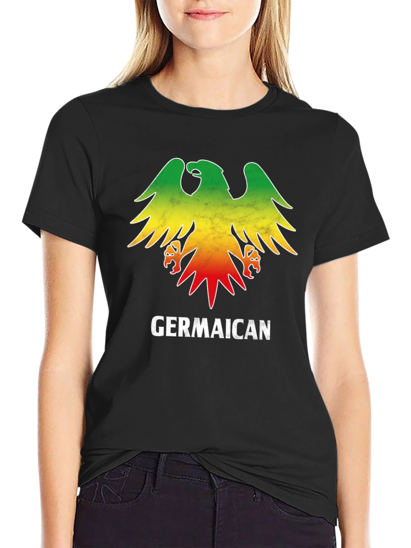 Germaican T-Shirt - German Jamaican Flag Eagle