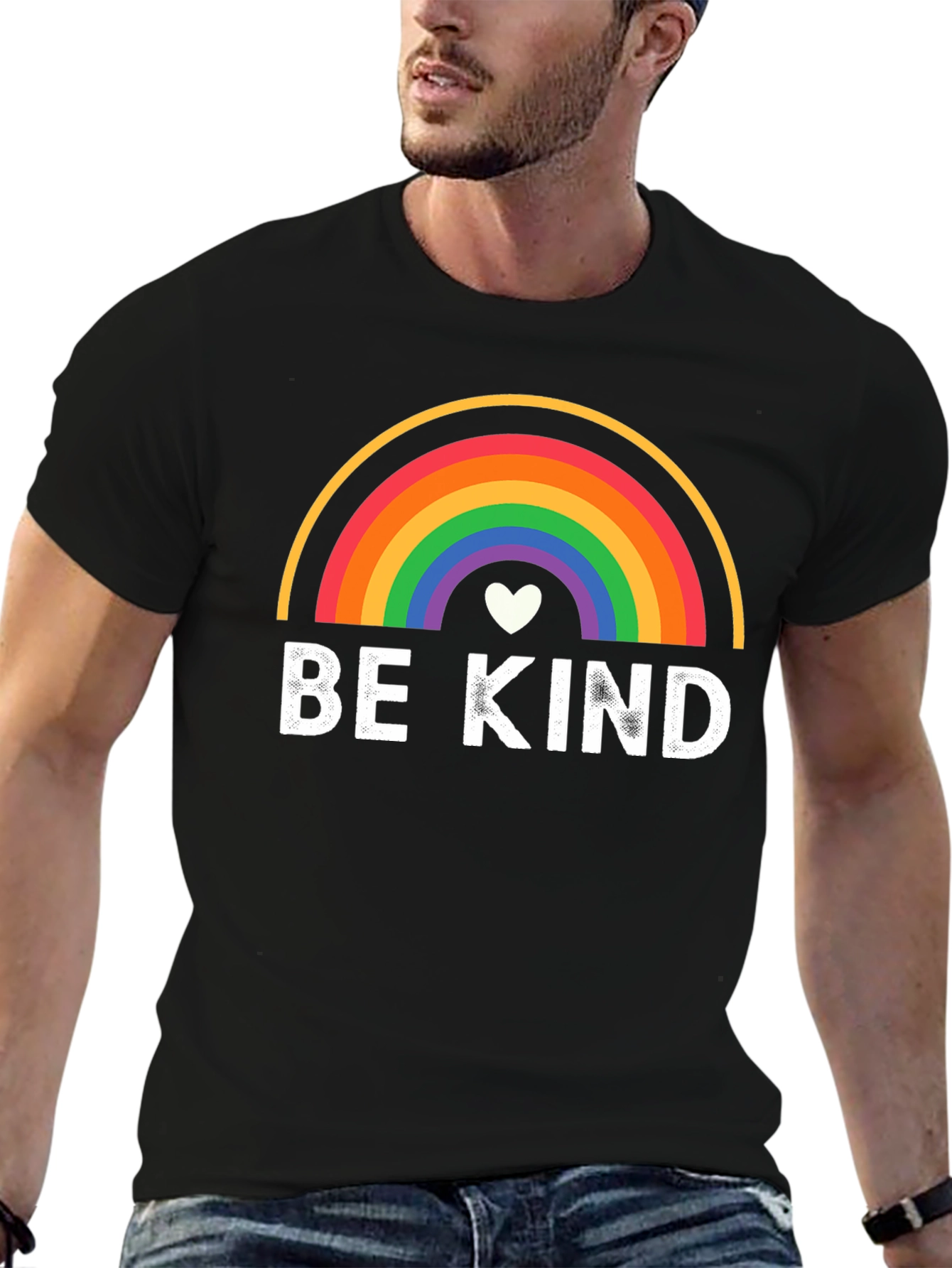 Be Kind Rainbow Graphic Black T-Shirt