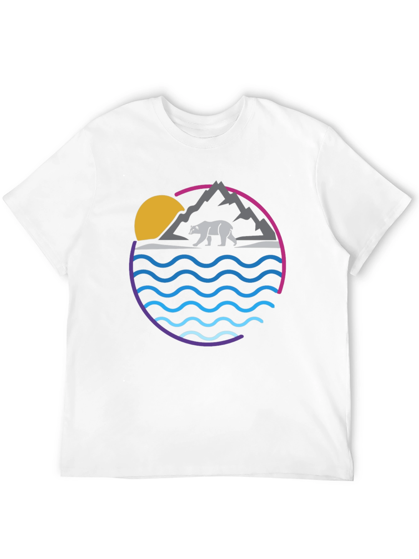 Bear Mountain Wave Graphic Tee - Cool Nature Shirt