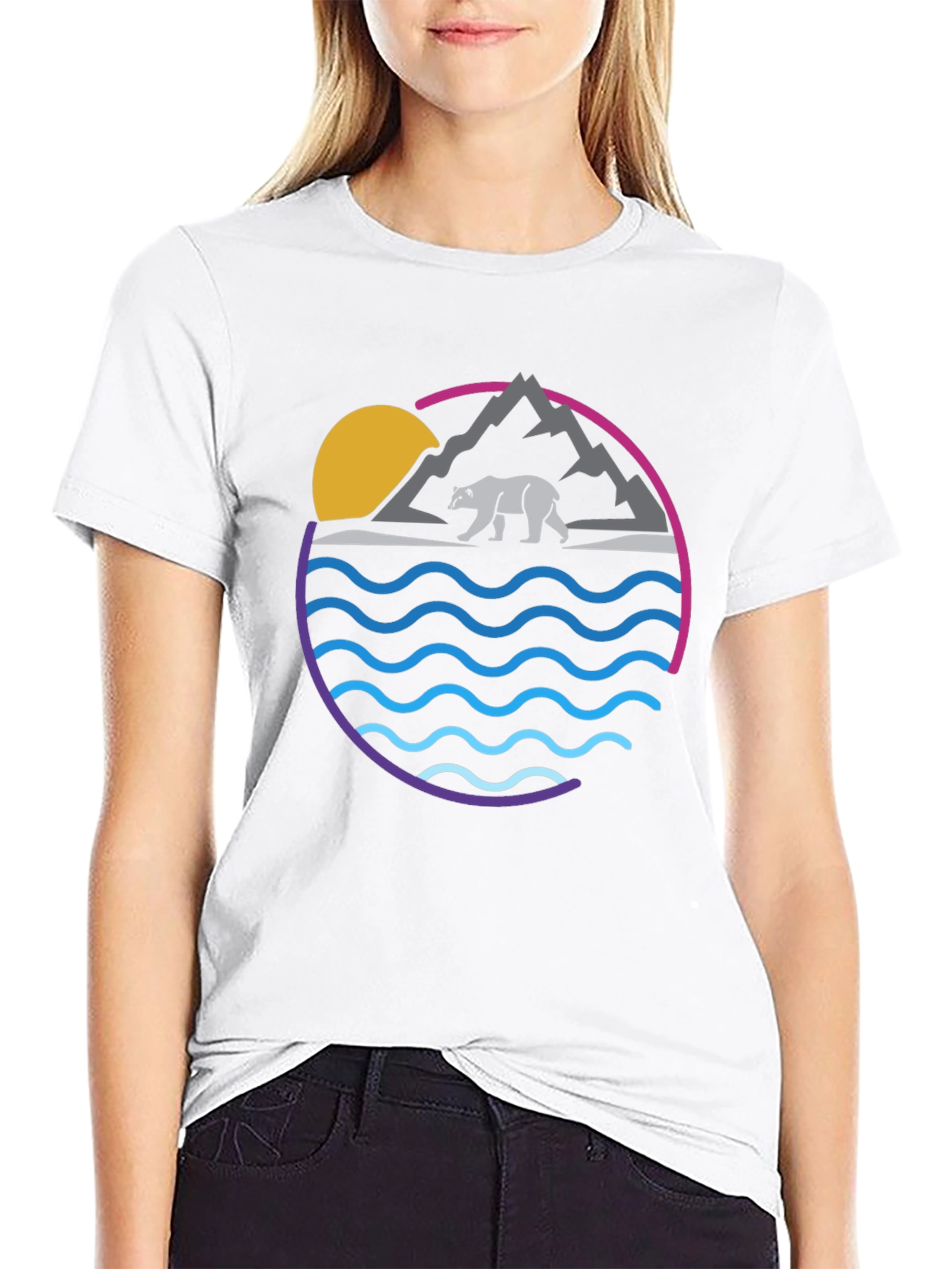 Bear Mountain Wave Graphic Tee - Cool Nature Shirt