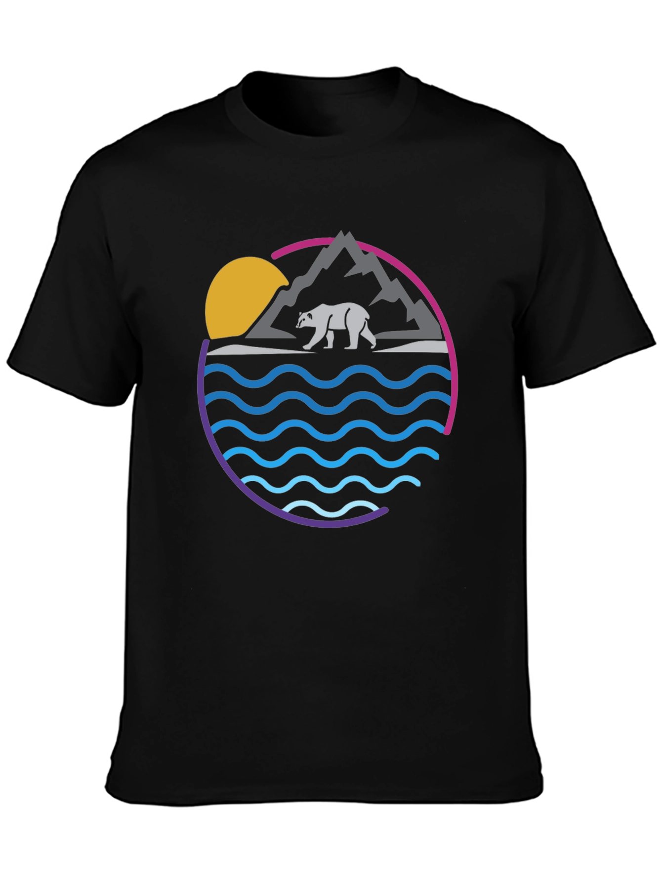 Bear Mountain Wave Graphic Tee - Cool Nature Shirt