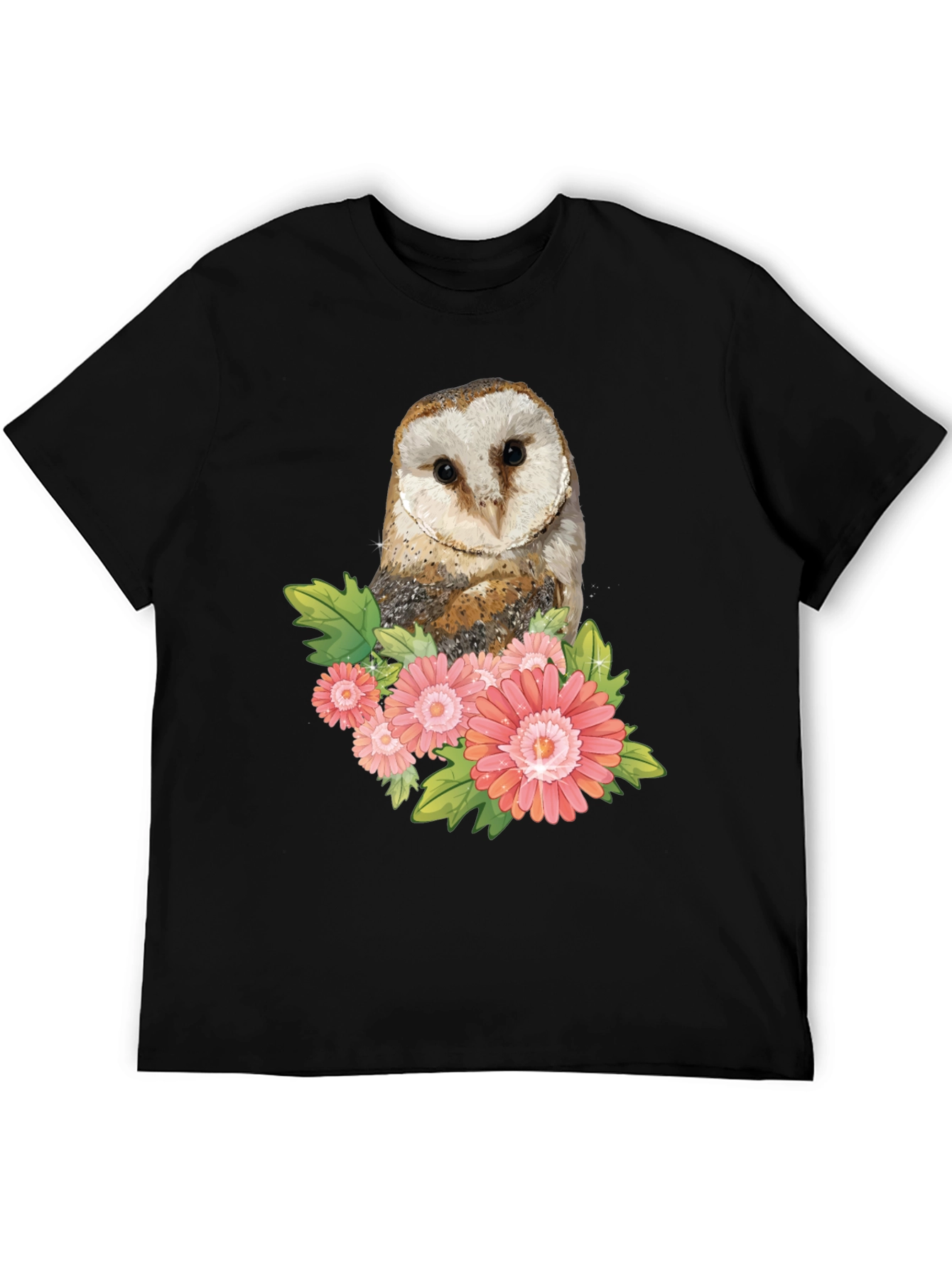 Owl and Flower Graphic T-Shirt