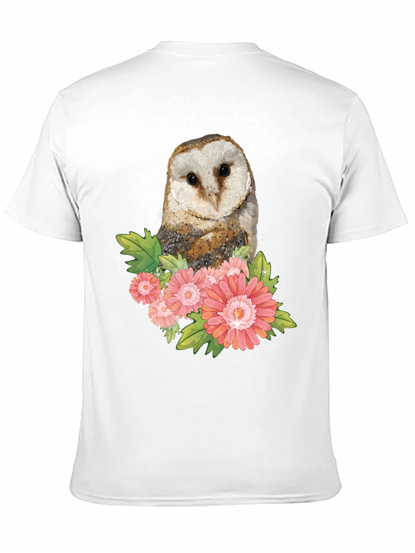 Owl and Flower Graphic T-Shirt
