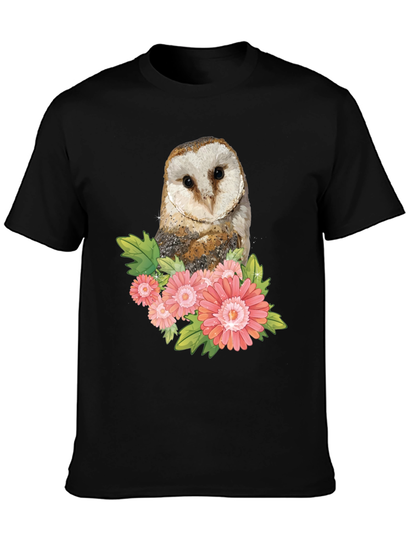 Owl and Flower Graphic T-Shirt