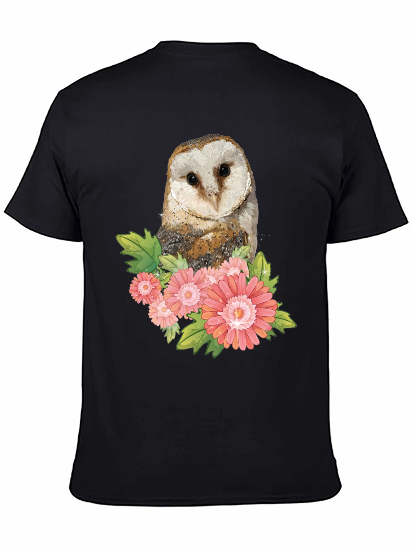 Owl and Flower Graphic T-Shirt
