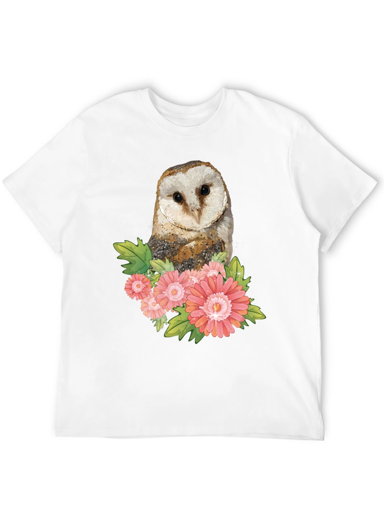 Owl and Flower Graphic T-Shirt