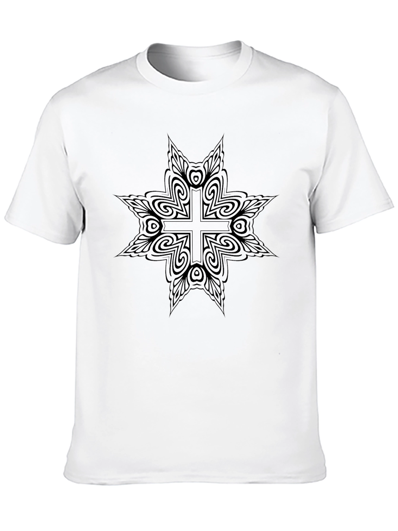Abstract Cross Graphic Black T-Shirt