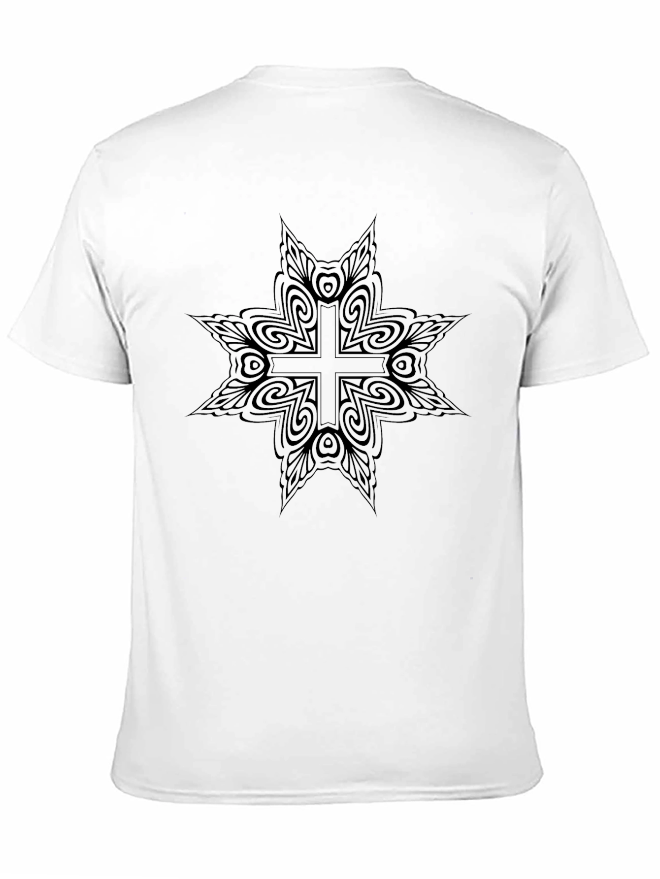 Abstract Cross Graphic Black T-Shirt