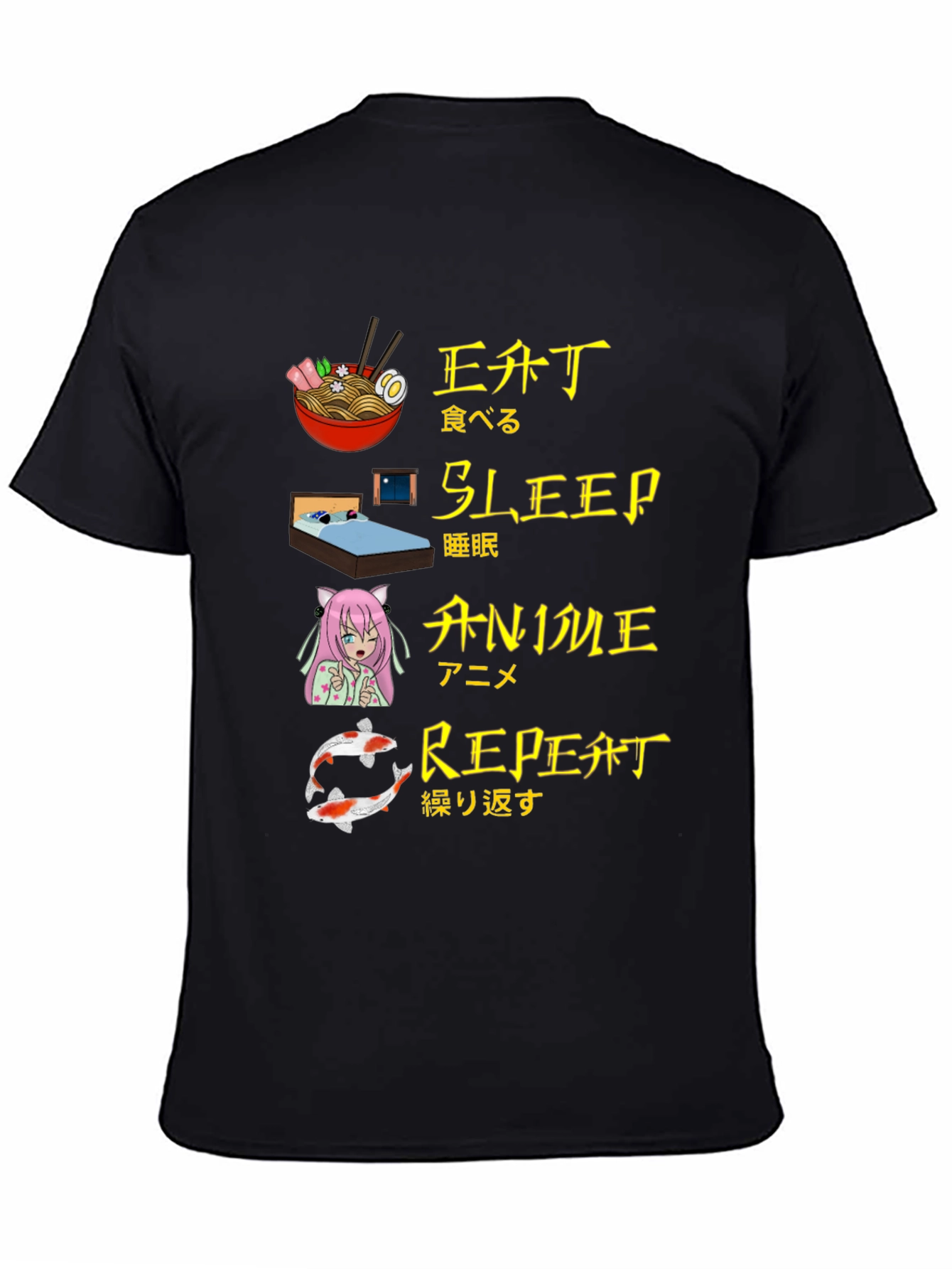 Eat Sleep Anime Repeat Graphic Tee