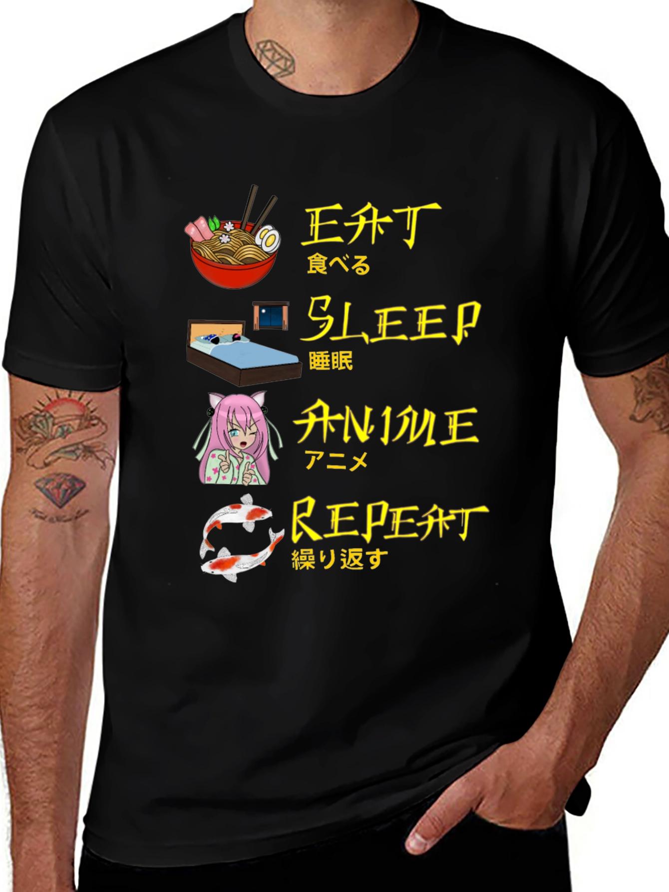 Eat Sleep Anime Repeat Graphic Tee