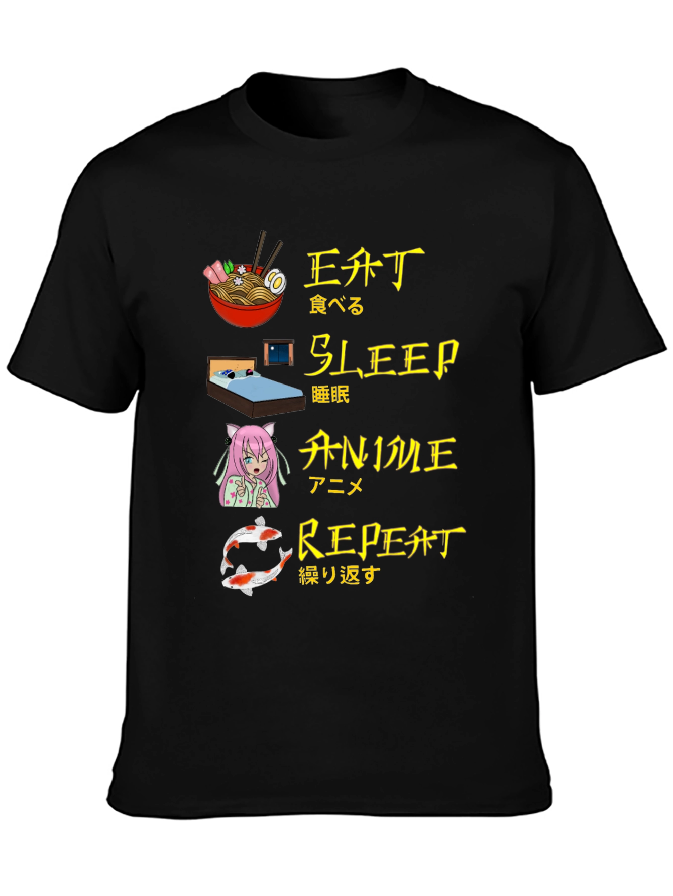 Eat Sleep Anime Repeat Graphic Tee