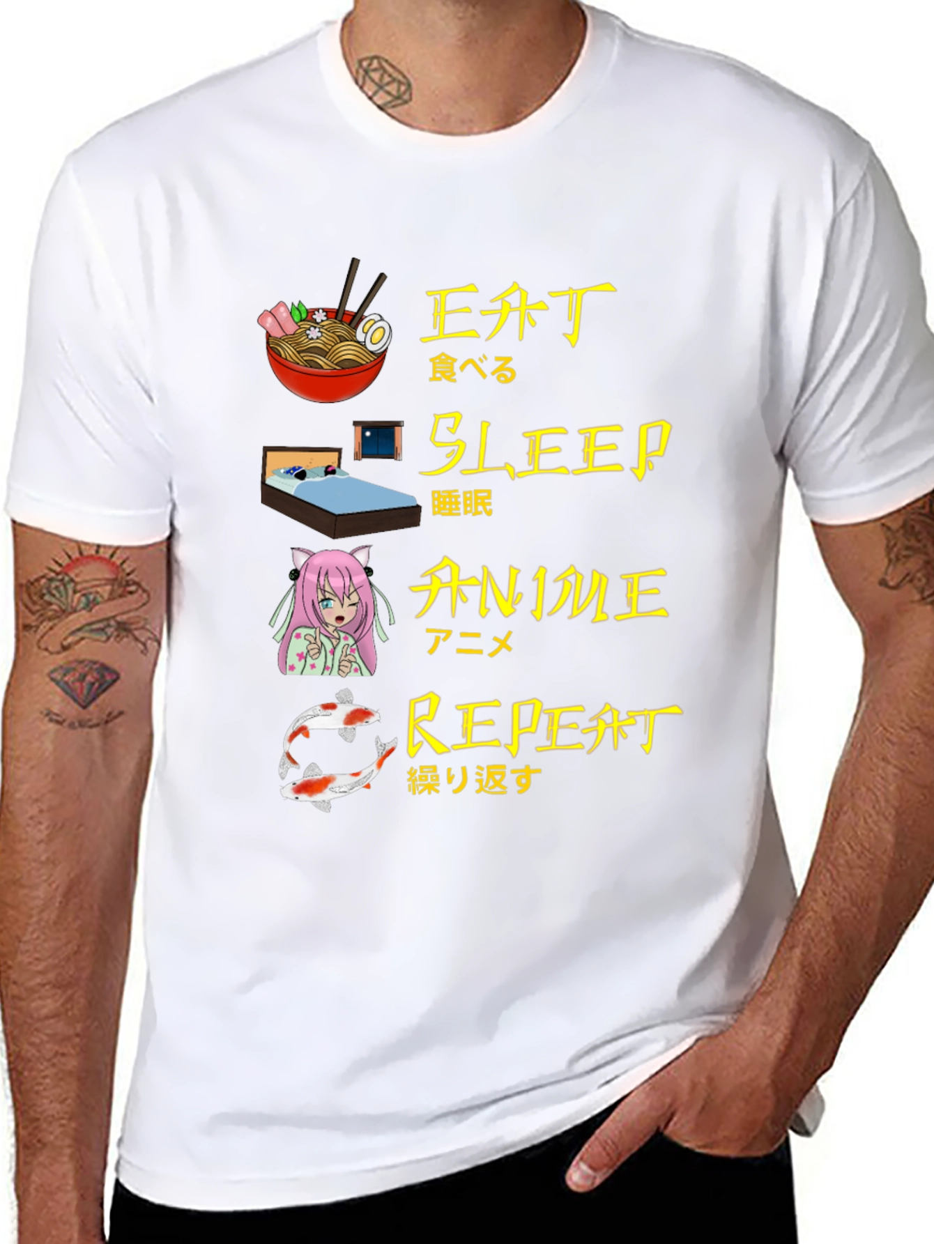 Eat Sleep Anime Repeat Graphic Tee