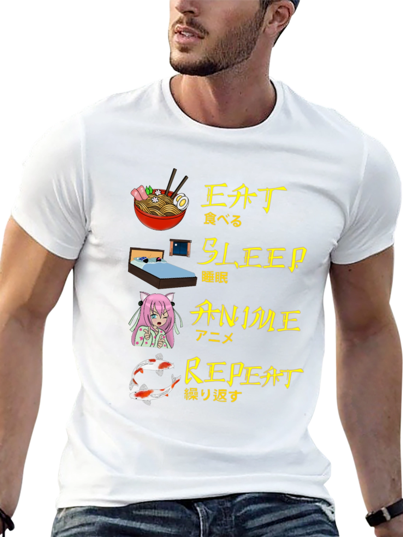 Eat Sleep Anime Repeat Graphic Tee