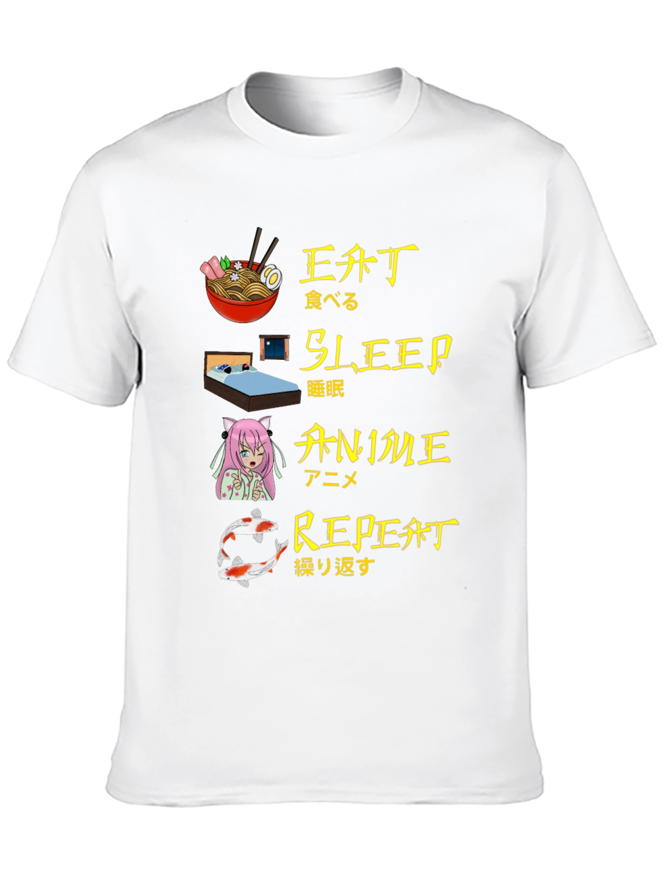 Eat Sleep Anime Repeat Graphic Tee