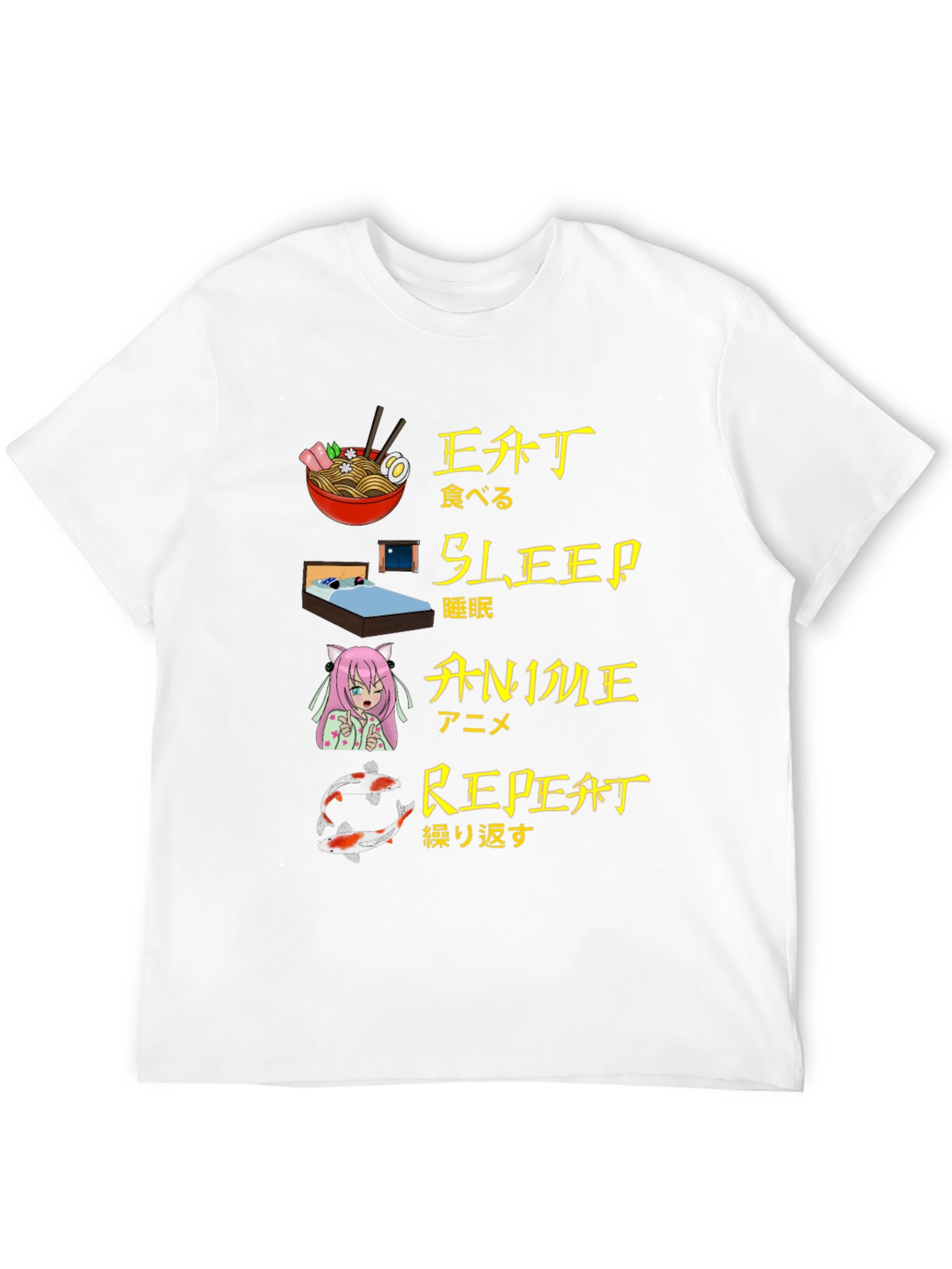 Eat Sleep Anime Repeat Graphic Tee