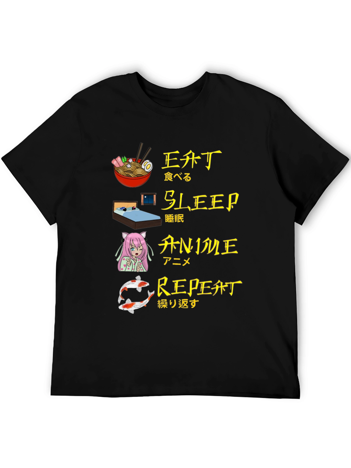 Eat Sleep Anime Repeat Graphic Tee