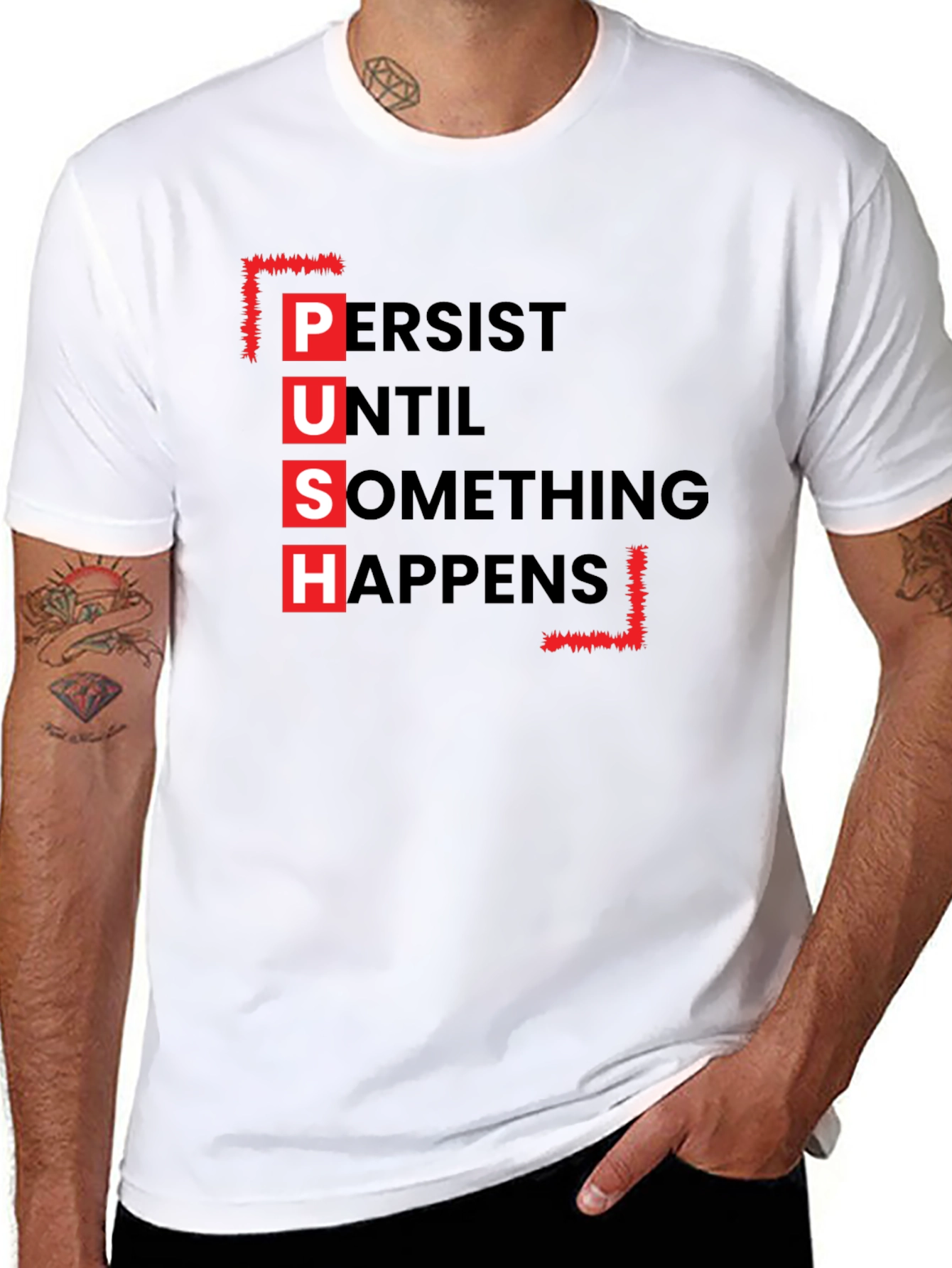 PUSH Graphic Tee - Motivational Black T-Shirt