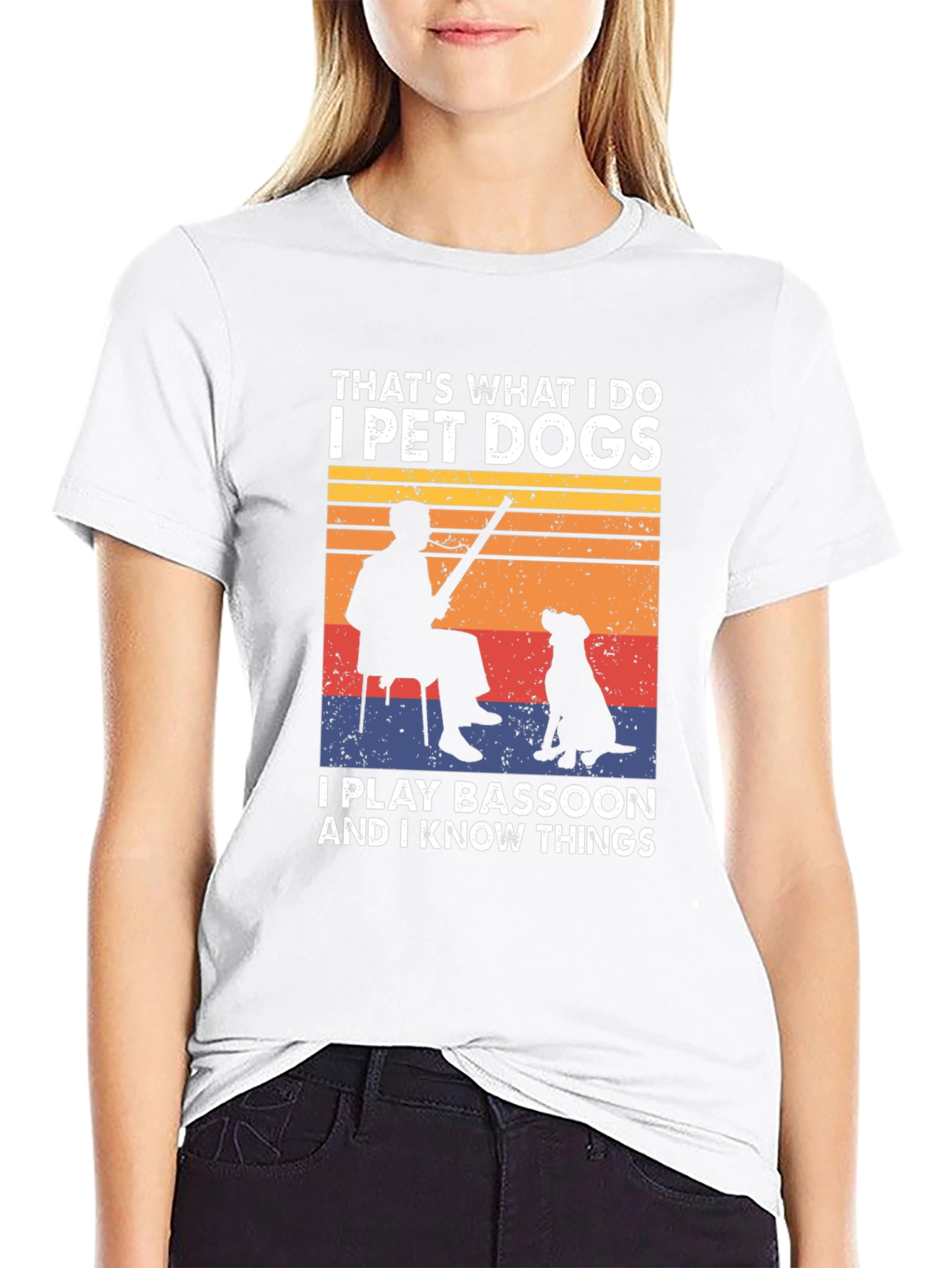 I Pet Dogs Play Bassoon Know Things T-Shirt