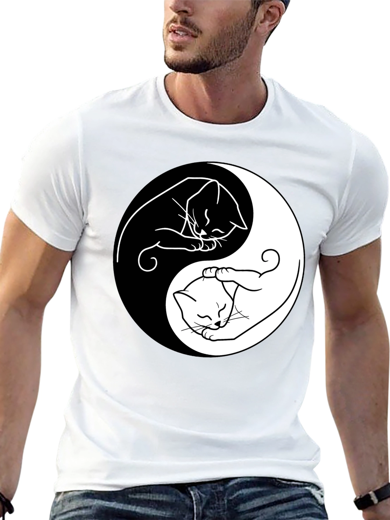Yin Yang Cat T-Shirt - Balance & Style