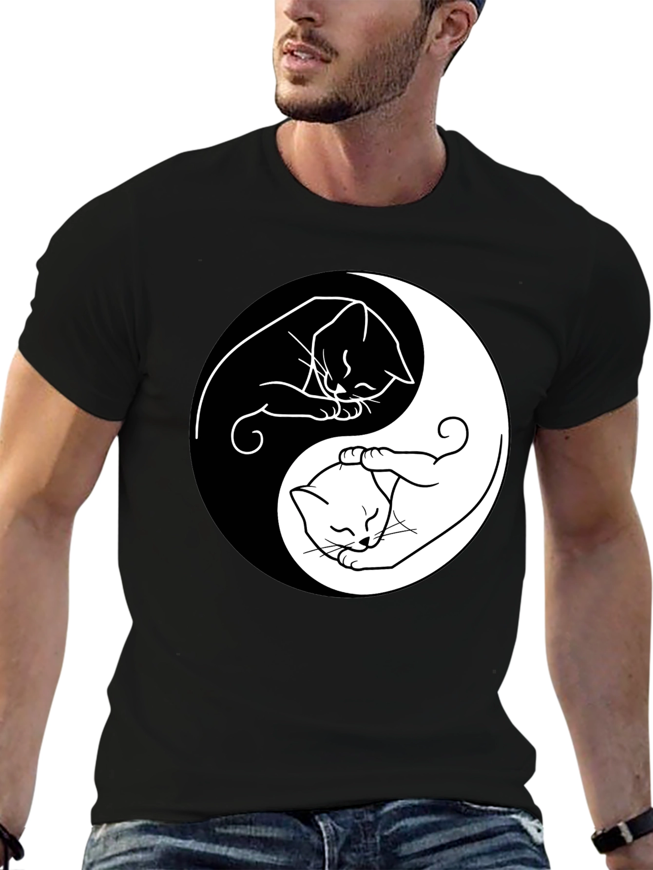 Yin Yang Cat T-Shirt - Balance & Style