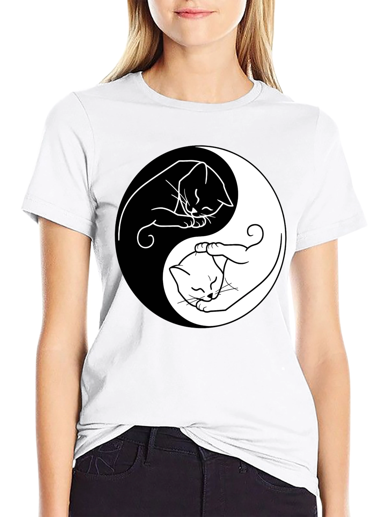 Yin Yang Cat T-Shirt - Balance & Style